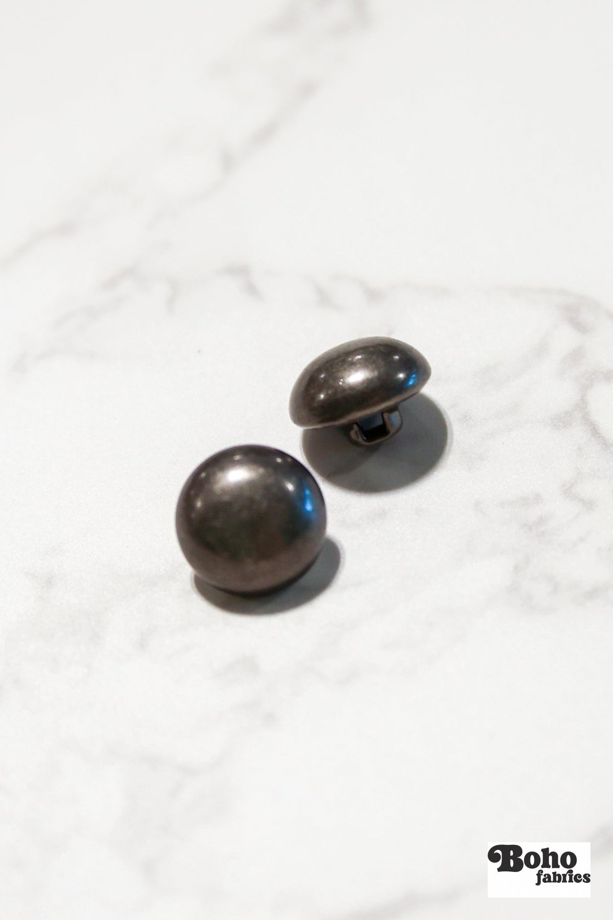 Gunmetal Dome Metal Shank Buttons. 18L (11.5mm / 7/16") - Boho Fabrics - Buttons & Snaps