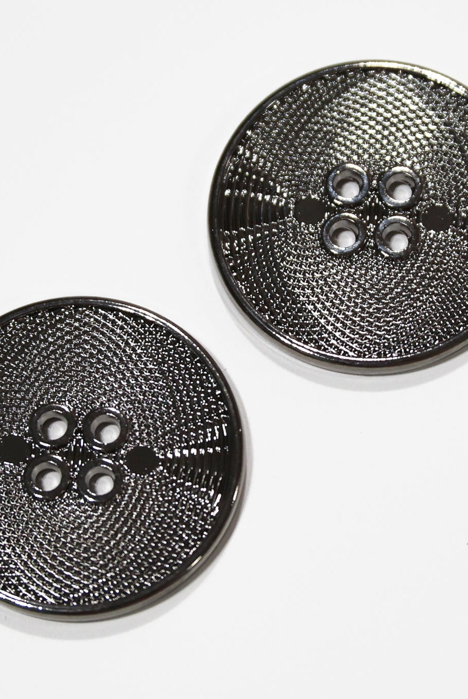 Gunmetal Grid 4-Hole Plastic Button. 32L (20mm 13/16"), 40L (25mm / 1"), 48L (30mm / 1 3/16") - Boho Fabrics - Buttons & Snaps