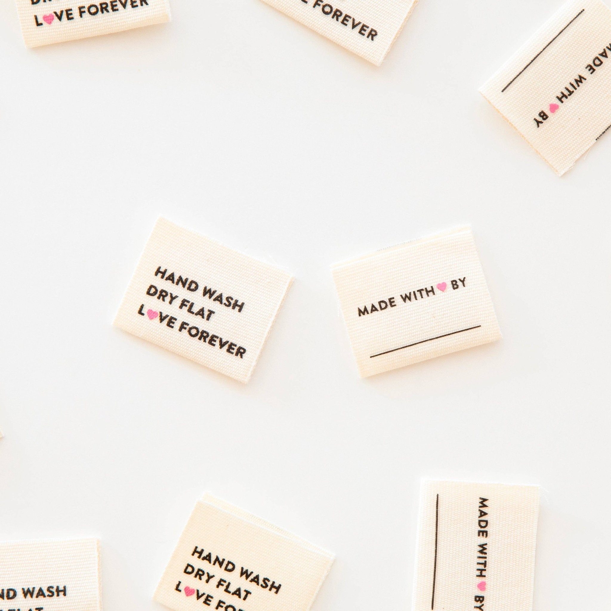 Hand Wash Dry Flat Organic Cotton Knitting and Sewing Labels - Boho Fabrics -