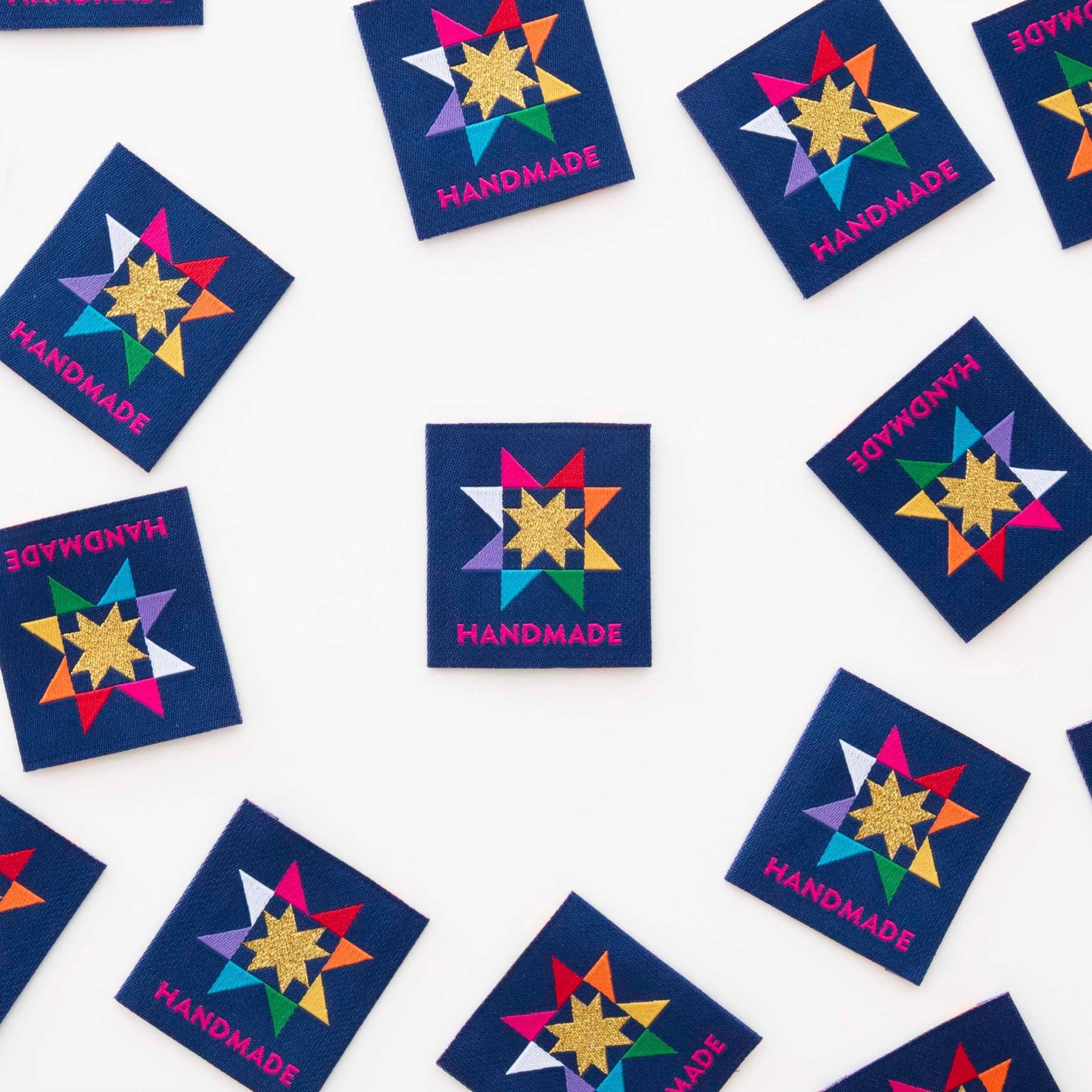 Handmade Quilt Star Large Woven Sewing and Quilting Labels - Boho Fabrics -