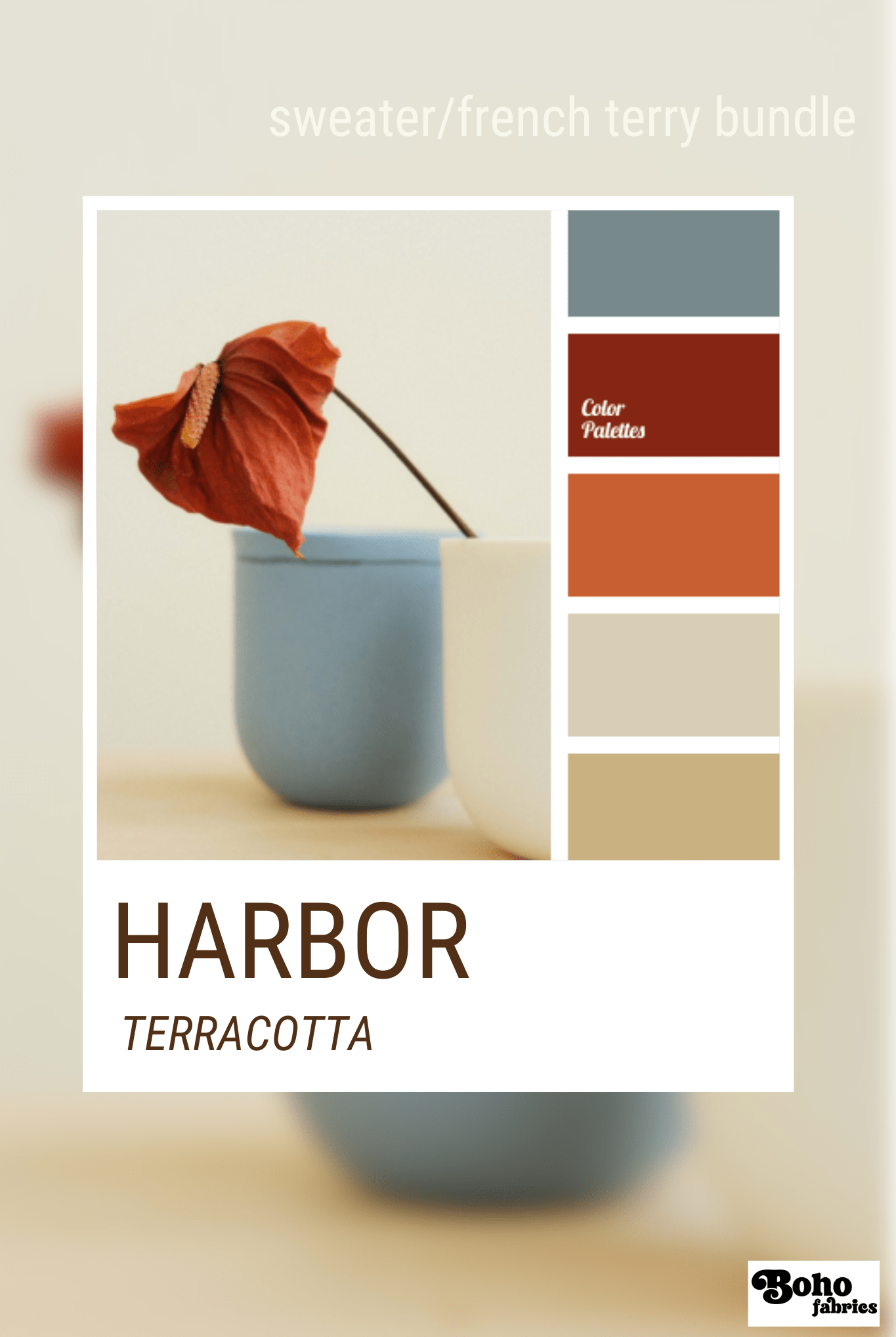 Harbor Terracotta, Sweater/French Terry Knit Palette Bundle - Boho Fabrics - Fabric Bundles