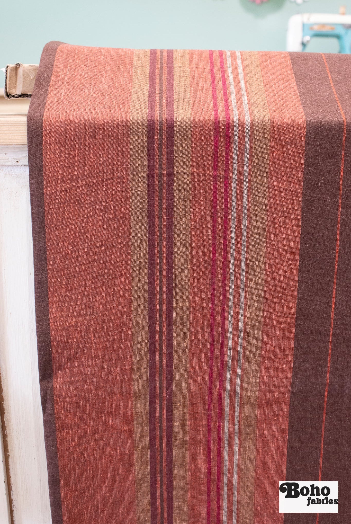 Harvest Stripes, Linen Woven Fabric - Boho Fabrics - Linen, Woven