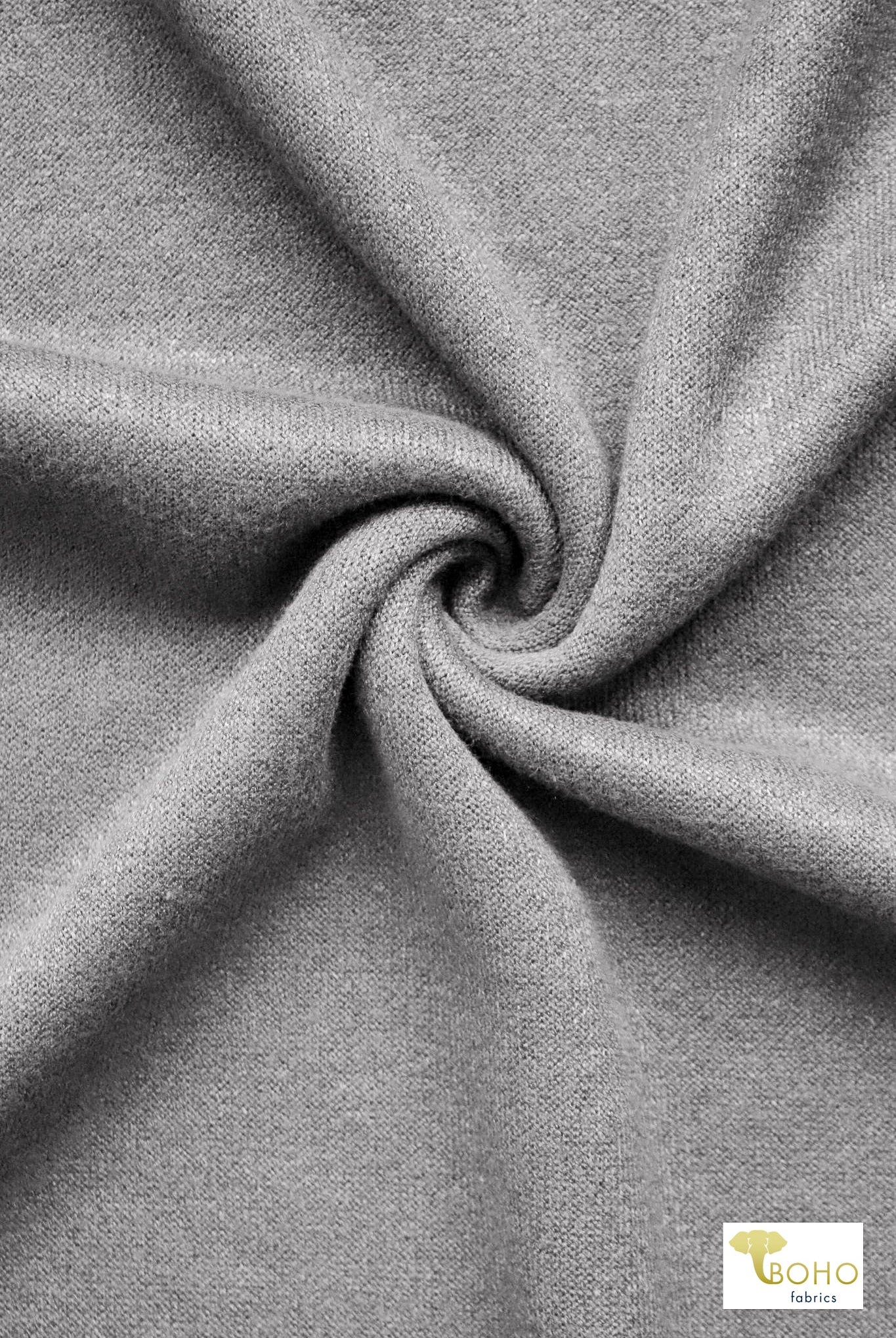 Heather Gray Solid, "Cashmere" Sweater Knit Fabric. (PRE - ORDER) - Boho Fabrics - Sweater Solids, Knit Fabric