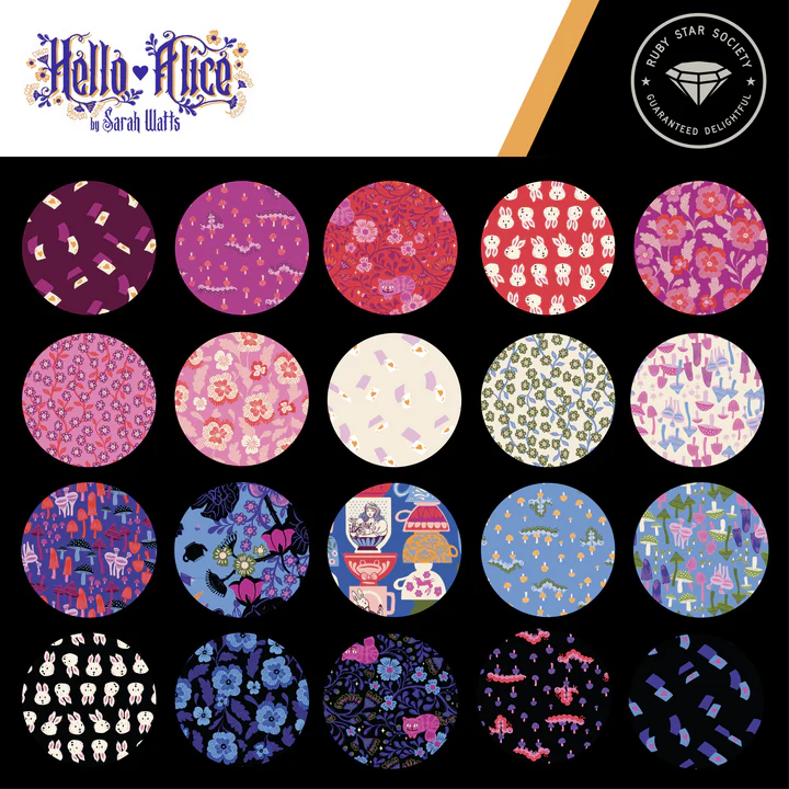 Hello Alice, FULL YARD Bundle – Sarah Watts for Ruby Star Society – 28 Fabrics (NO PANEL) - Boho Fabrics - Quilting Cotton, Woven