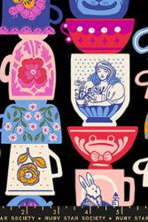 Hello Alice in Black by Sarah Watts for Ruby Star Society – 100% Cotton Fabric – RS2122 13 - Boho Fabrics - Quilting Cotton, Woven