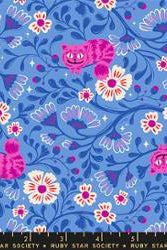 Hello Alice in Lindley Blue by Sarah Watts for Ruby Star Society – 100% Cotton Fabric – RS2123 13 - Boho Fabrics - Quilting Cotton, Woven