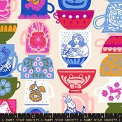 Hello Alice in Shell by Sarah Watts for Ruby Star Society – 100% Cotton Fabric – RS2122 11 - Boho Fabrics - Quilting Cotton, Woven