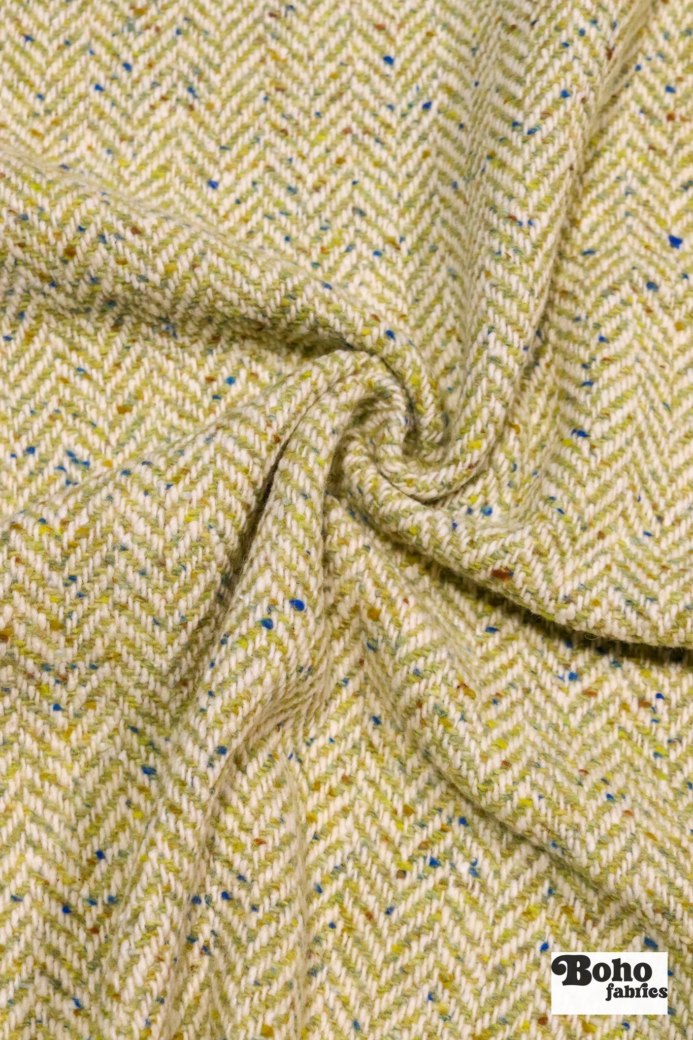 Herringbone Confetti Italian Wool Coating Fabric - Boho Fabrics - Wool Coating, Woven