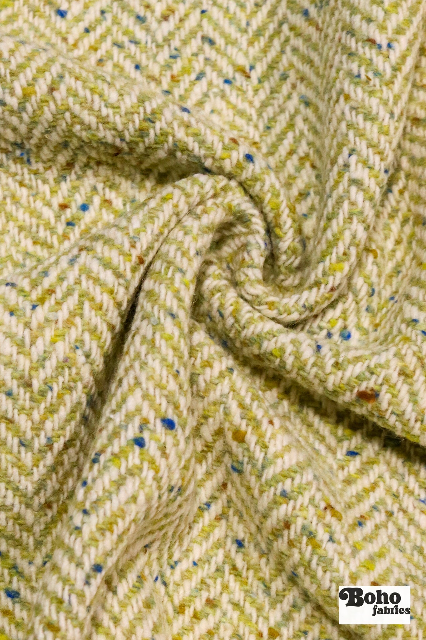 Herringbone Confetti Italian Wool Coating Fabric - Boho Fabrics - Wool Coating, Woven