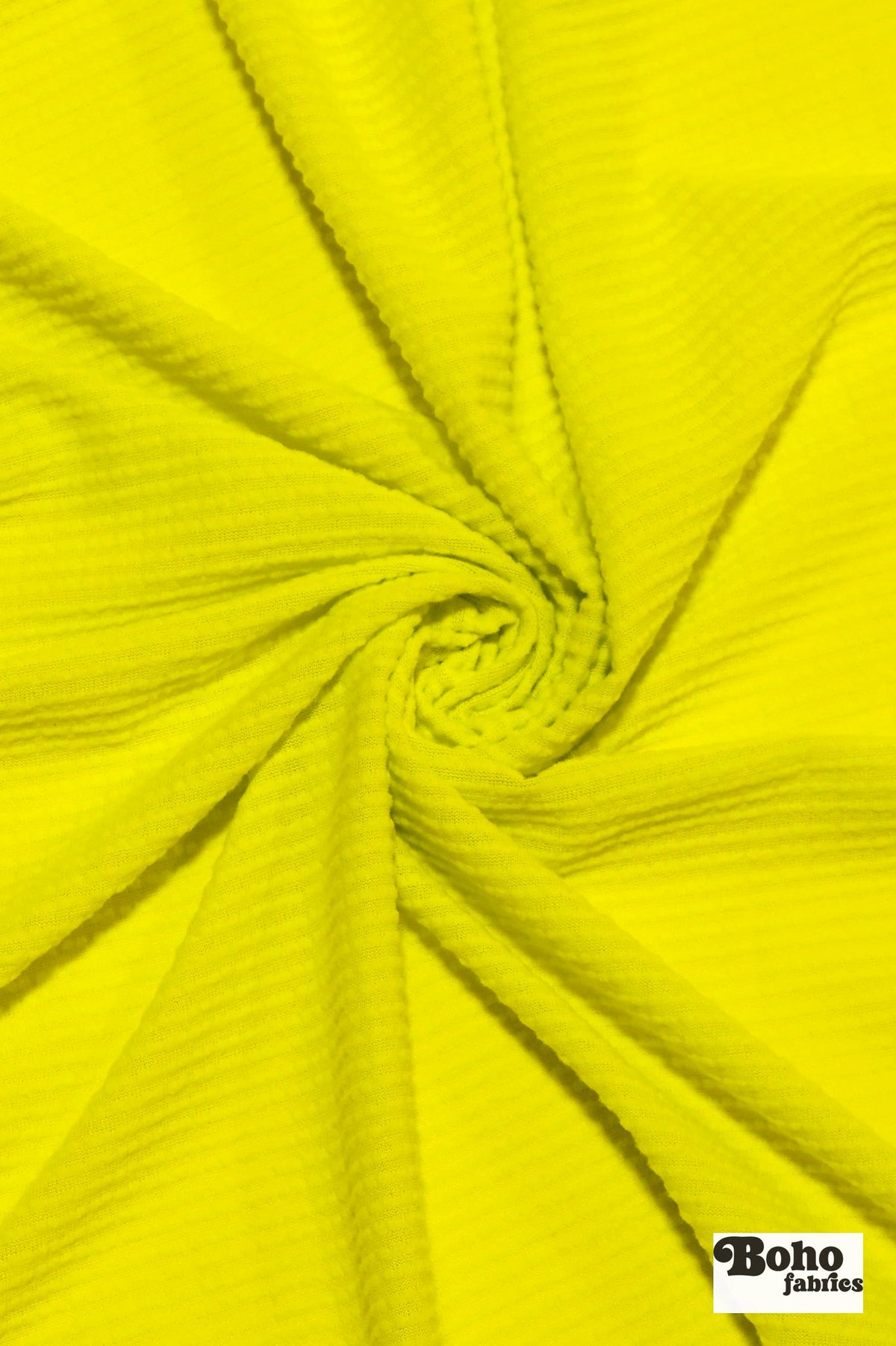 Highlighter Yellow, Power Grid Fleece by Polartec. Performance Knit Fabric - Boho Fabrics - Performance Fabrics