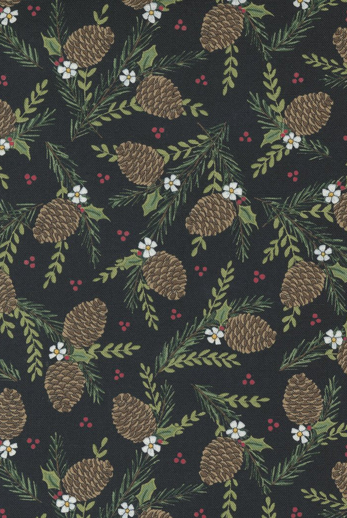 Holly Berry Tree Farm in Black by Moda - 100% Cotton Quilting Fabric - 56034 15 - Boho Fabrics - Quilting Cotton, Woven