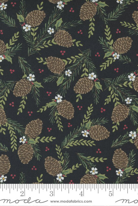Holly Berry Tree Farm in Black by Moda - 100% Cotton Quilting Fabric - 56034 15 - Boho Fabrics - Quilting Cotton, Woven