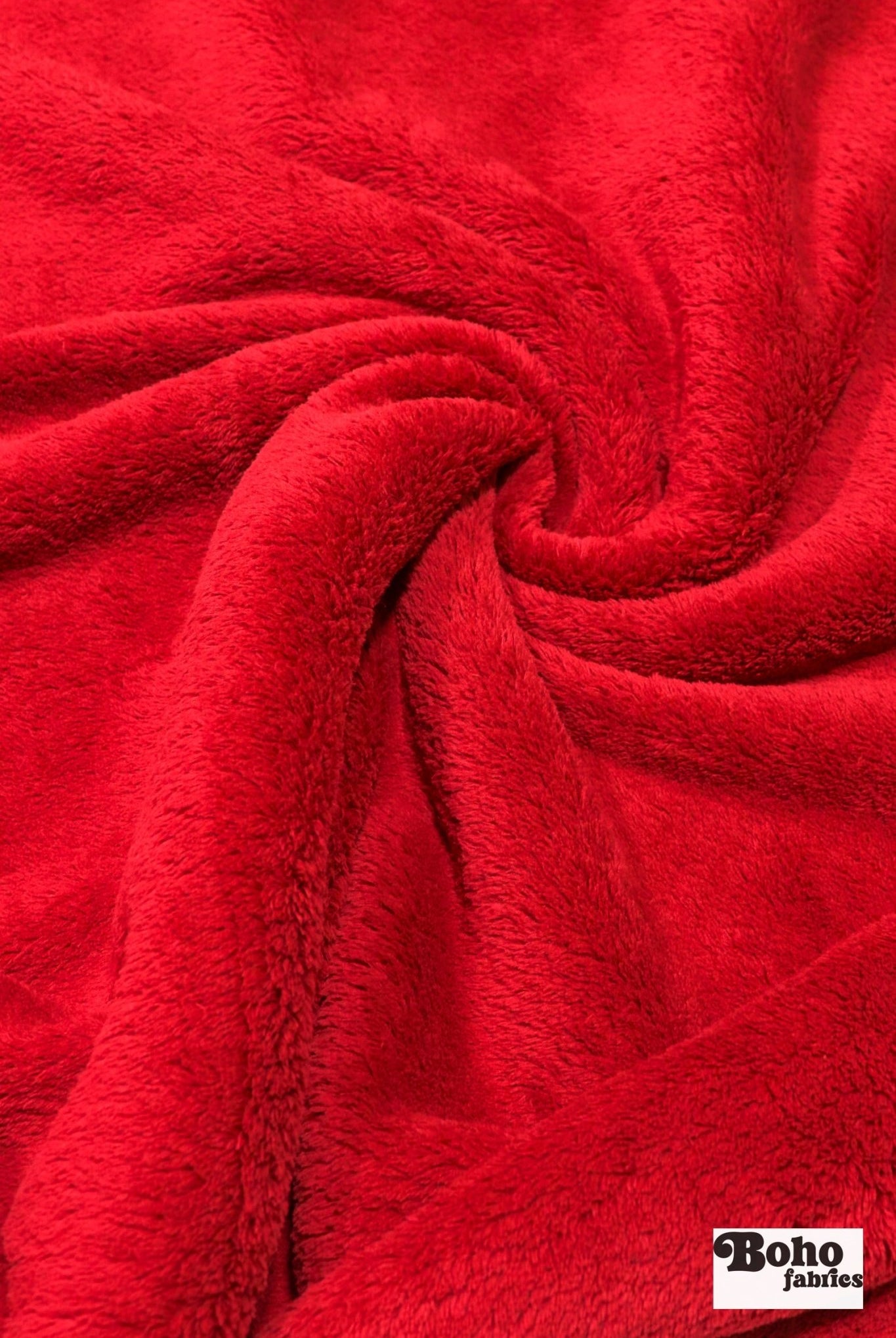 Holly Red, Classic Double - Velour High Loft Fleece Fabric by Polartec 2nds - Boho Fabrics - Performance Fabrics