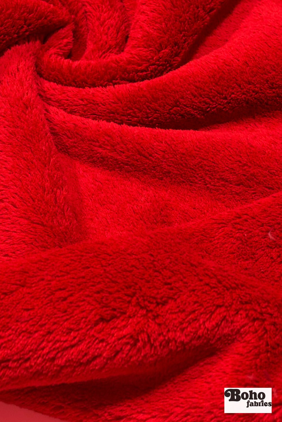 Holly Red, Classic Double - Velour High Loft Fleece Fabric by Polartec 2nds - Boho Fabrics - Performance Fabrics