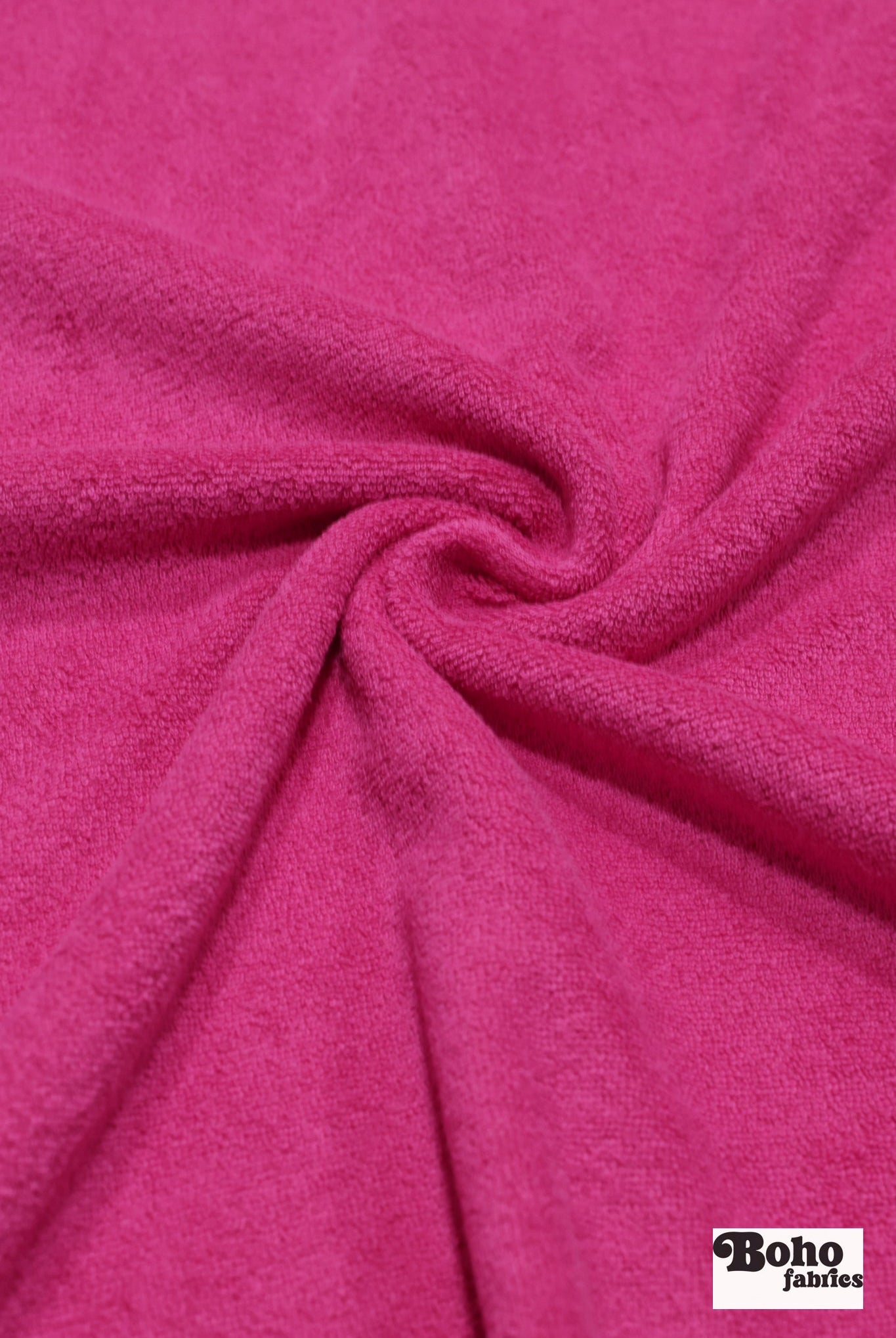 Hot Pink Terry Cloth Knit Fabric - Boho Fabrics - French Terry Solid Knit