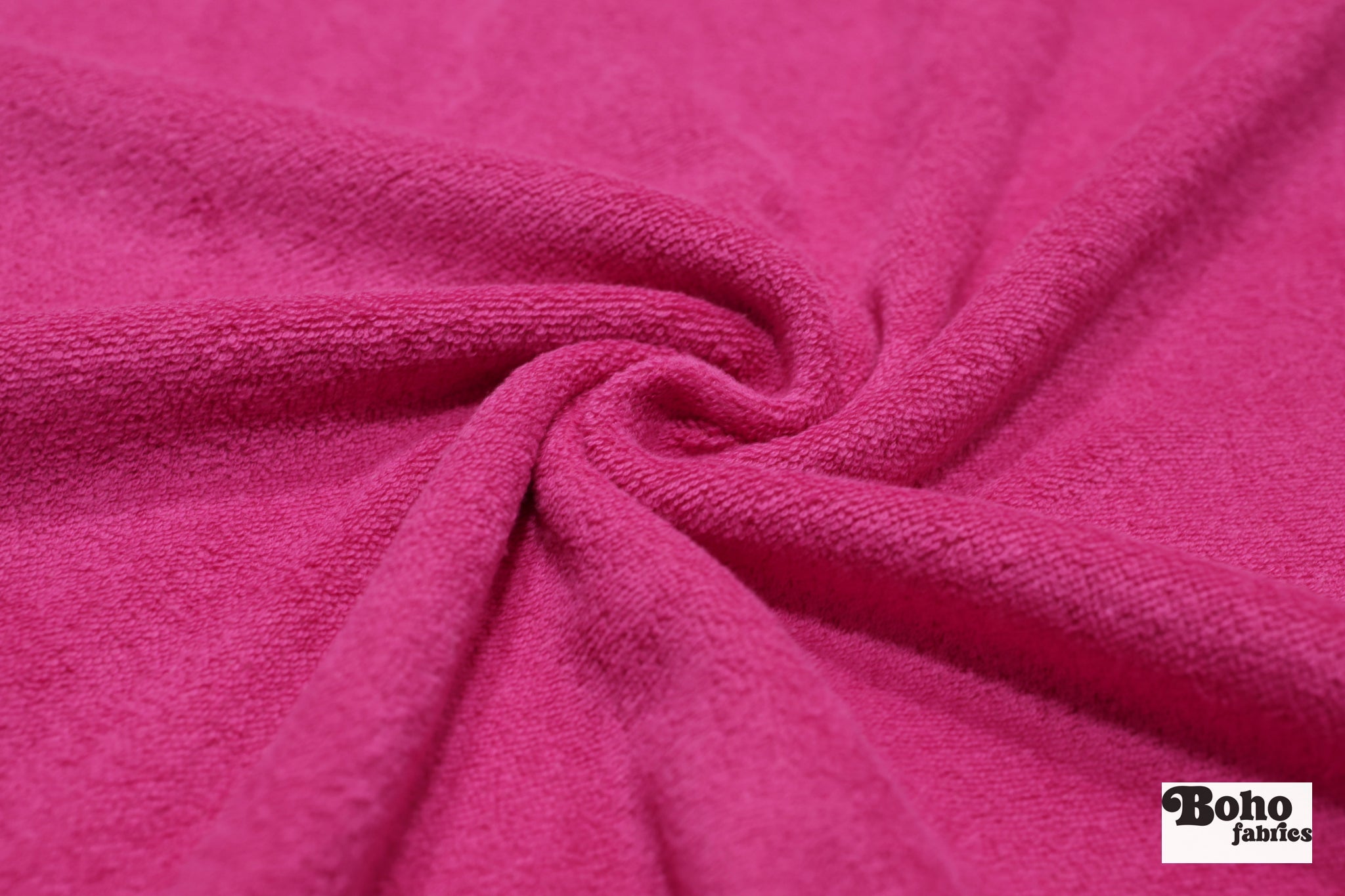 Hot Pink Terry Cloth Knit Fabric - Boho Fabrics - French Terry Solid Knit