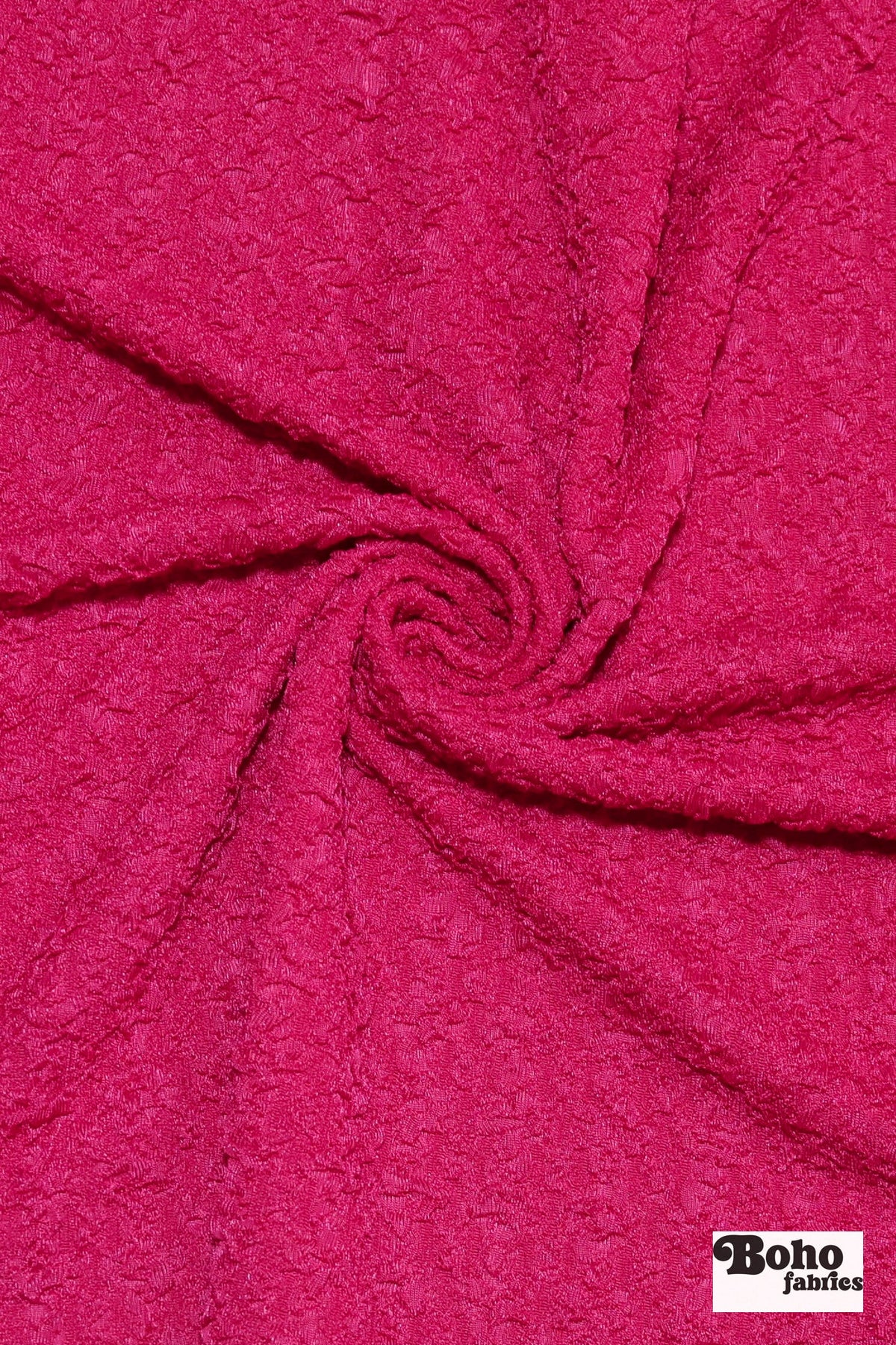 Hot Pink Textured Crinkle Knit Fabric. Special Occasion. - Boho Fabrics - Special Occasion Fabric