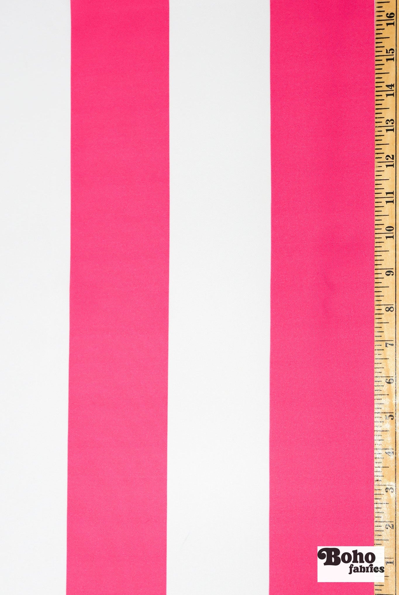 Hot Pink & White, 3" Wide Striped Canvas Woven Fabric - Boho Fabrics - Canvas Fabric
