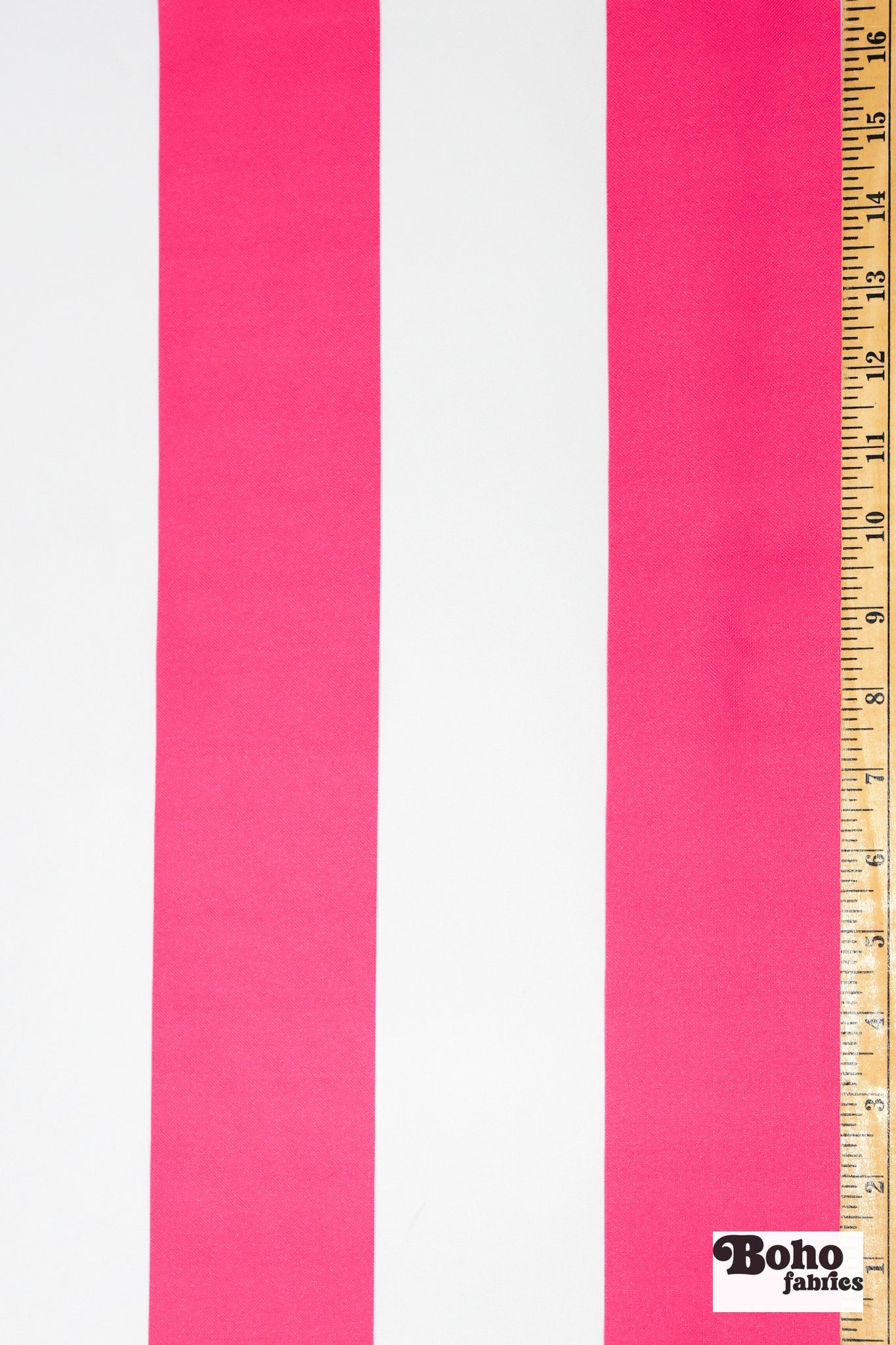 Hot Pink & White, 3" Wide Striped Canvas Woven Fabric - Boho Fabrics - Canvas Fabric