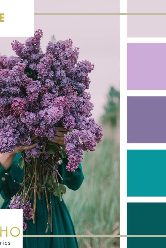 "Hydrangea & Teal", Mystery Color Palette Box. - Boho Fabrics