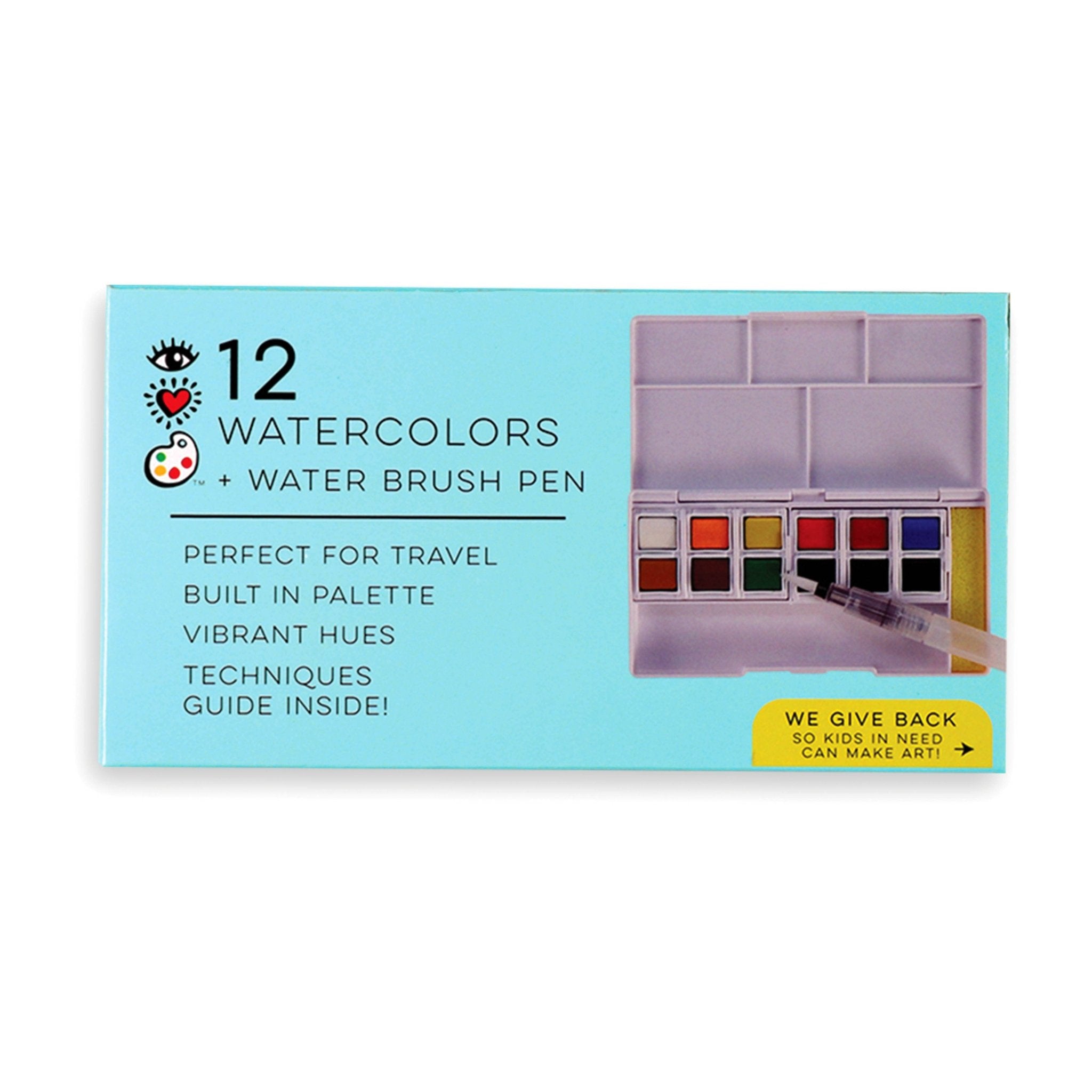 IHeartArt 12 Watercolors + Water Brush Pen - Boho Fabrics -