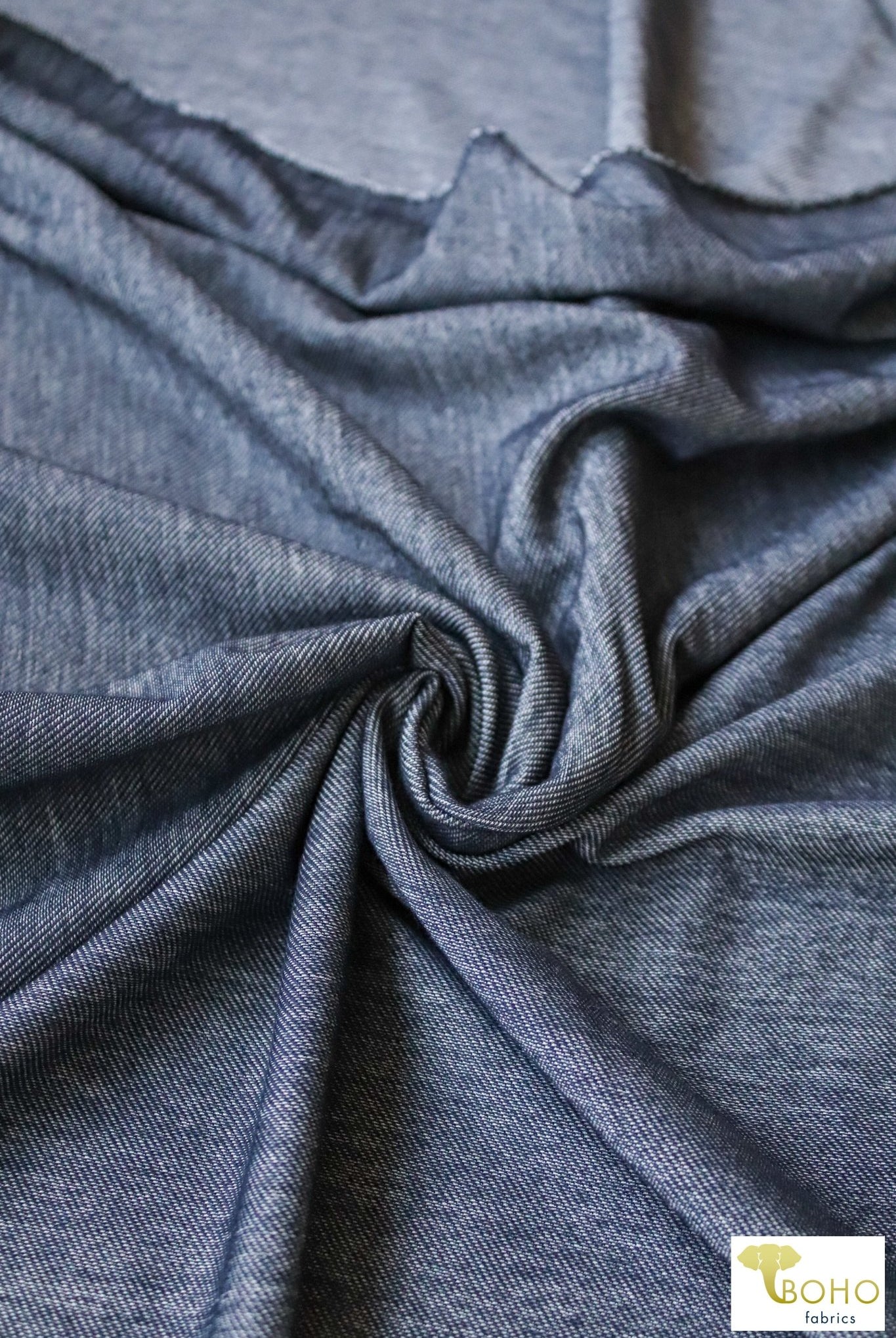 Indigo & White, Athletic Stretch Denim. ATH-134-BLU - Boho Fabrics