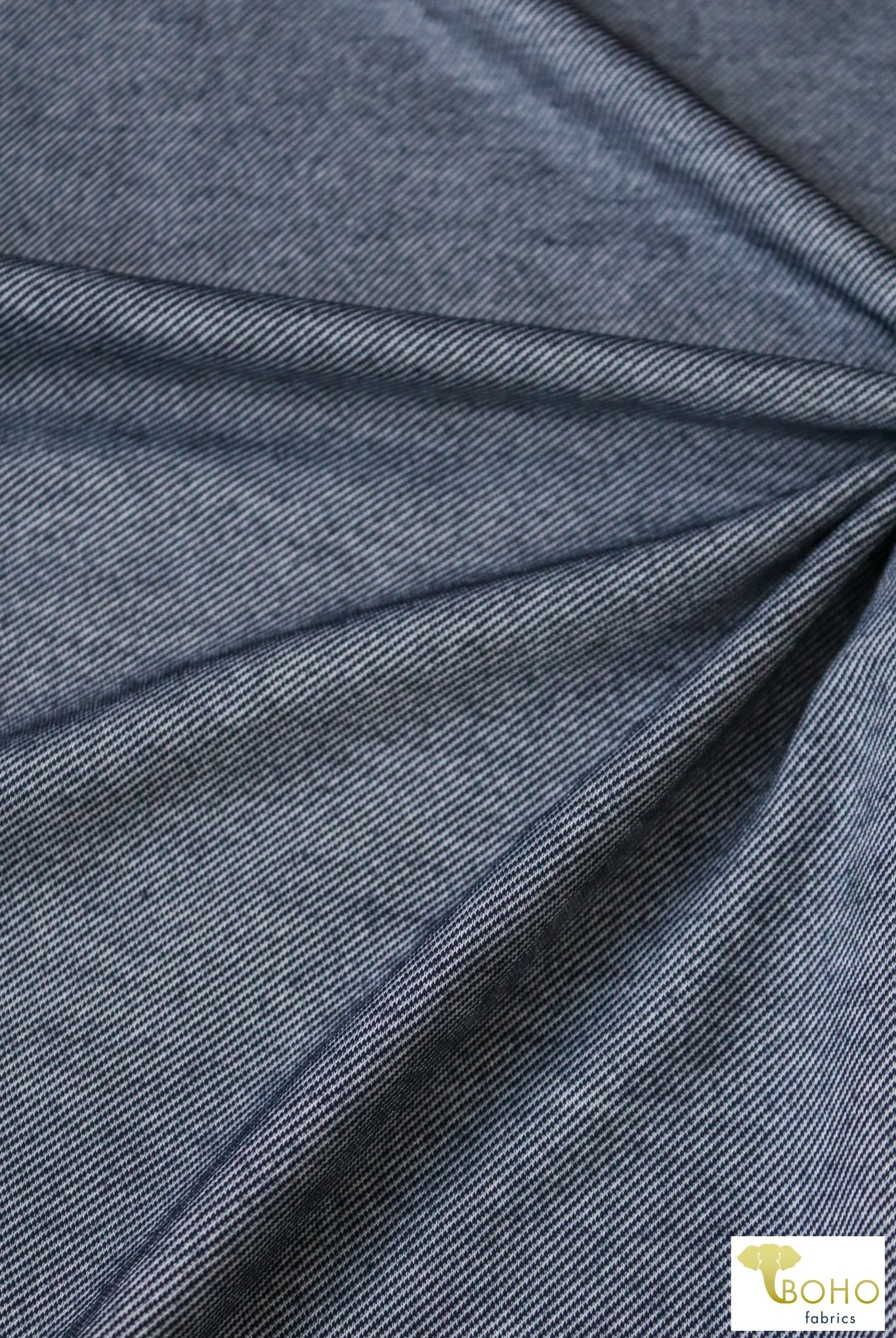 Indigo & White, Athletic Stretch Denim. ATH-134-BLU - Boho Fabrics