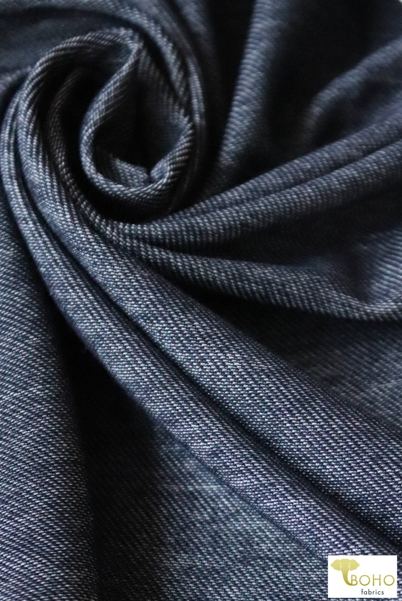 Indigo & White, Athletic Stretch Denim. ATH-134-BLU - Boho Fabrics
