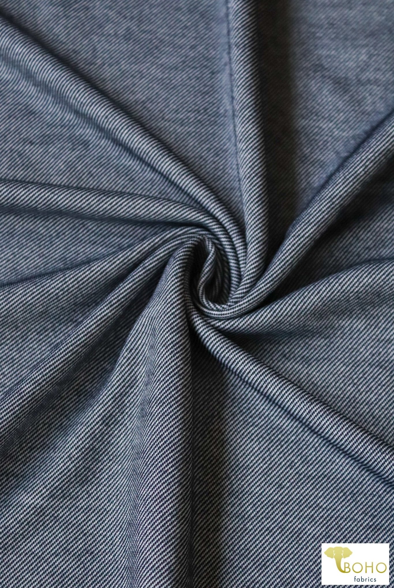 Indigo & White, Athletic Stretch Denim. ATH-134-BLU - Boho Fabrics