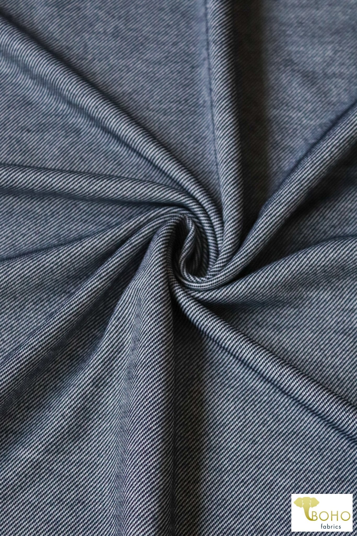 Indigo & White, Athletic Stretch Denim. ATH-134-BLU - Boho Fabrics