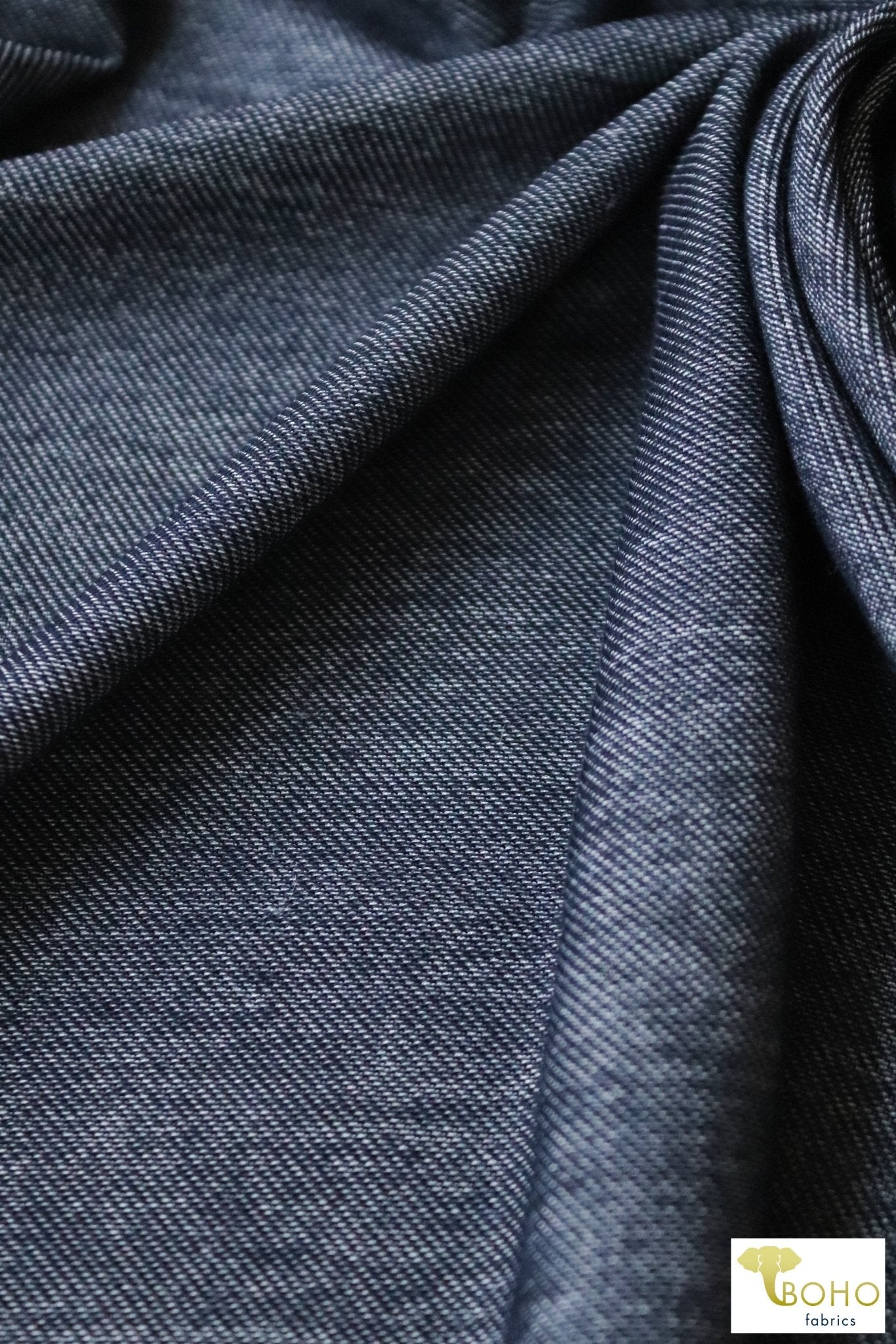 Indigo & White, Athletic Stretch Denim. ATH-134-BLU - Boho Fabrics