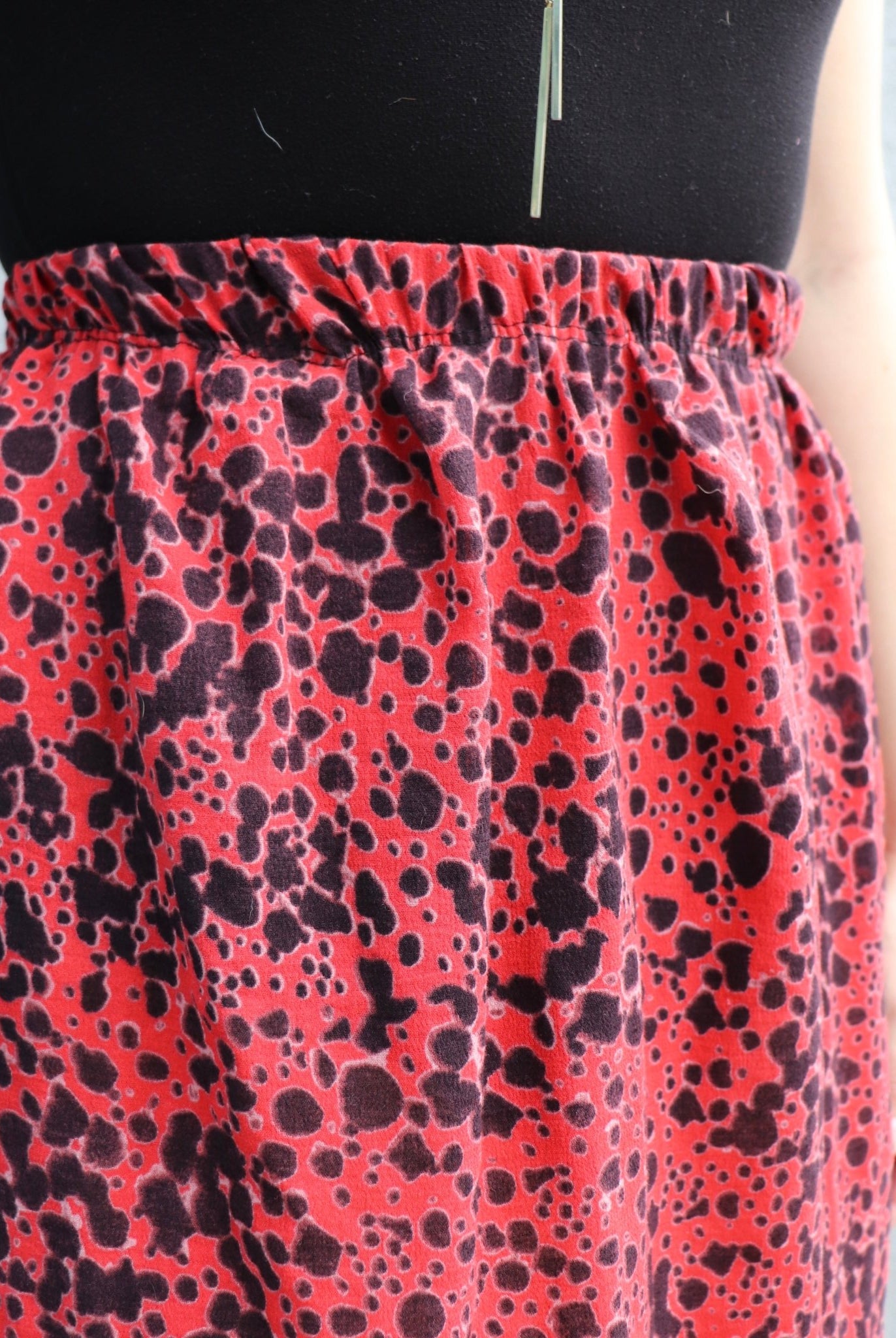 Ink Blot on Red. Woven Fabric. WV-108. - Boho Fabrics