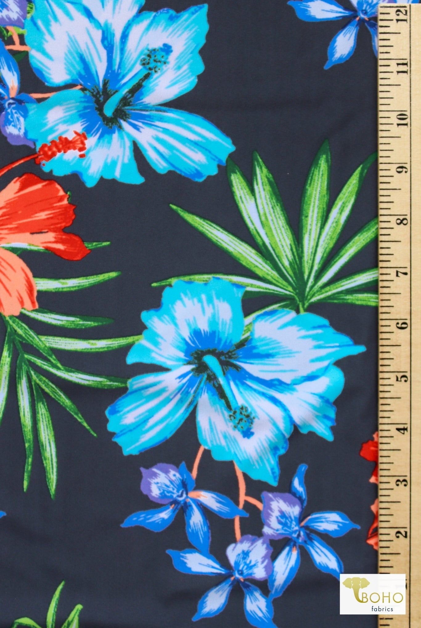 Island Hibiscus, Swim Knit Fabric - Boho Fabrics - Swim Knit, Printed Fabric