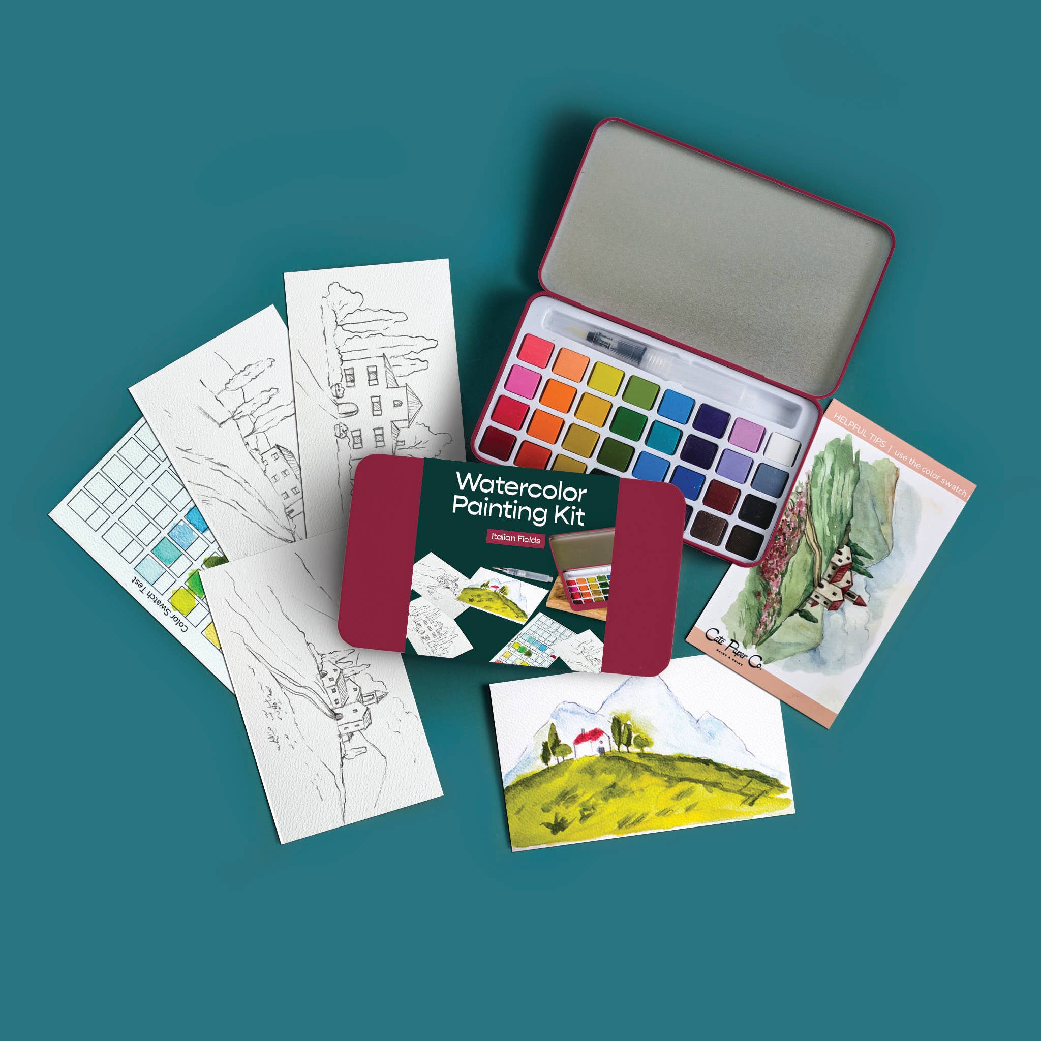 Italian Fields watercolor painting kit - Boho Fabrics - Painting Kits & Supplies