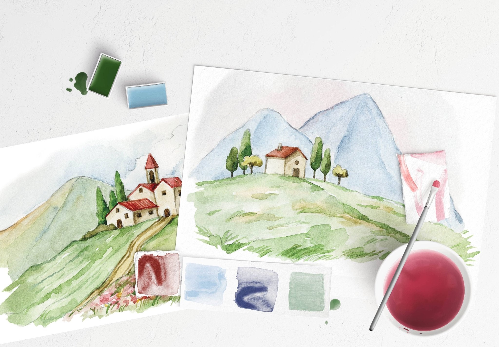 Italian Fields watercolor painting kit - Boho Fabrics - Painting Kits & Supplies