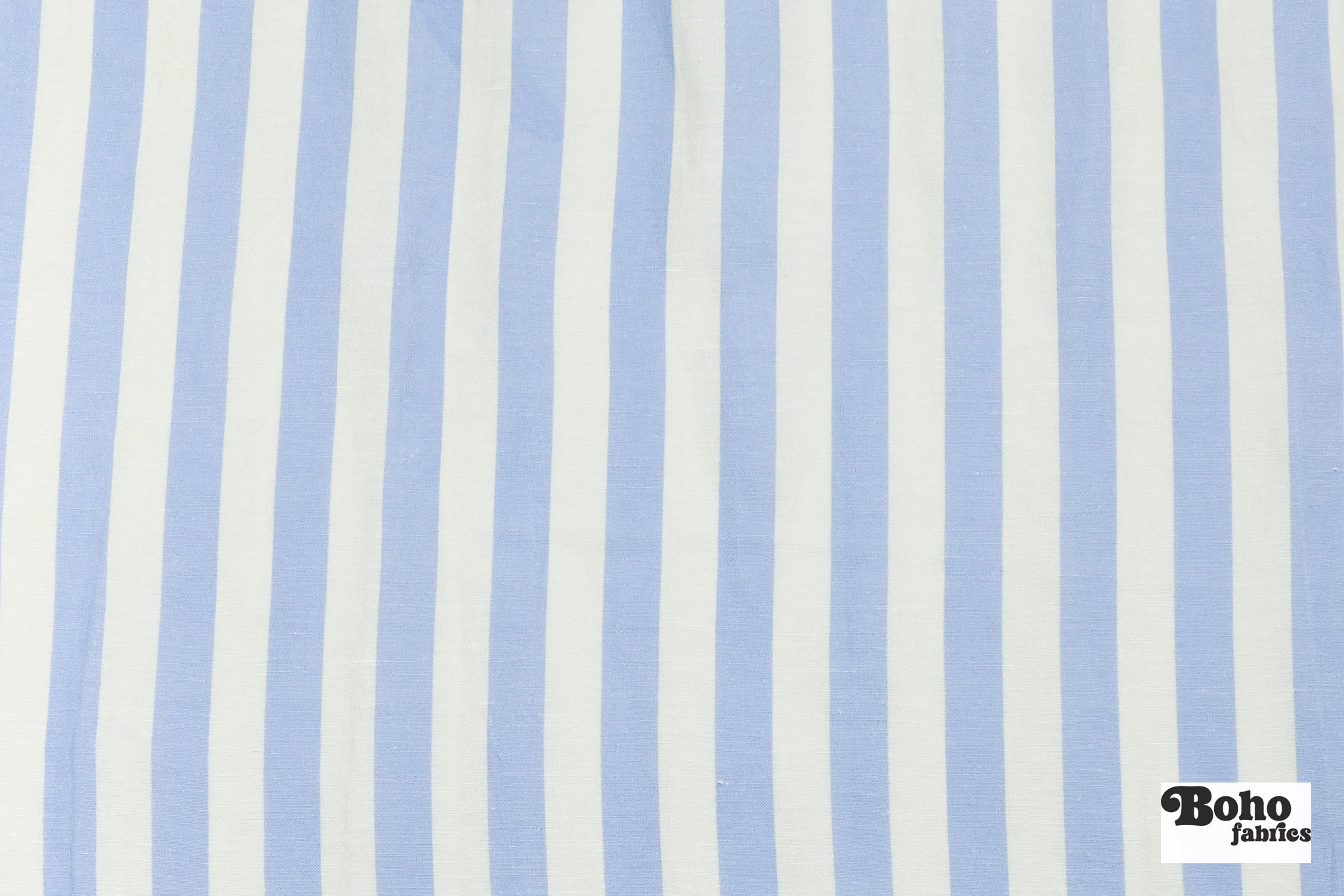 Ivory and Light Blue 3/4" Striped Linen Woven Fabric - Boho Fabrics - Woven, Fabric