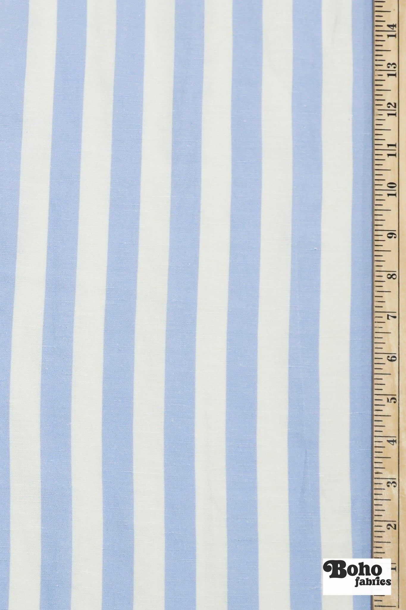 Ivory and Light Blue 3/4" Striped Linen Woven Fabric - Boho Fabrics - Woven, Fabric