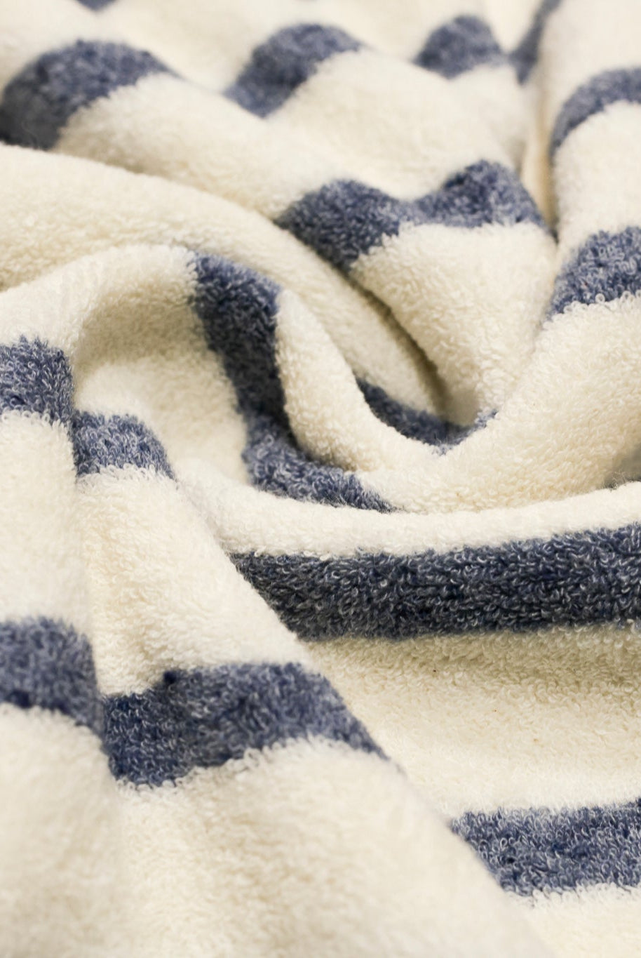 Ivory & Blue Striped Terry Cloth Knit Fabric - Boho Fabrics - French Terry Solid Knit
