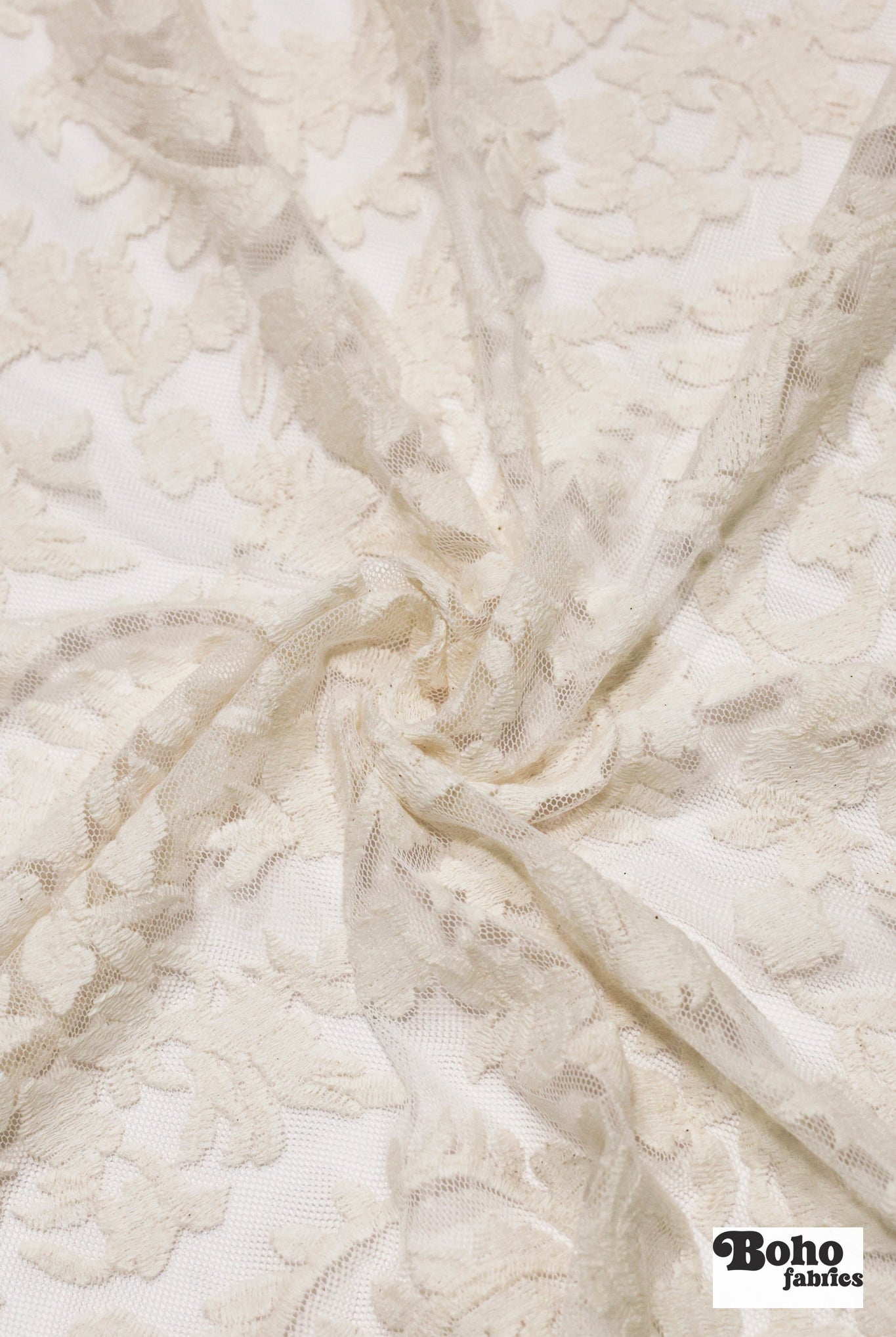 Ivory, Celestial Embroidered Mesh Fabric - Boho Fabrics - Special Occasion Fabric