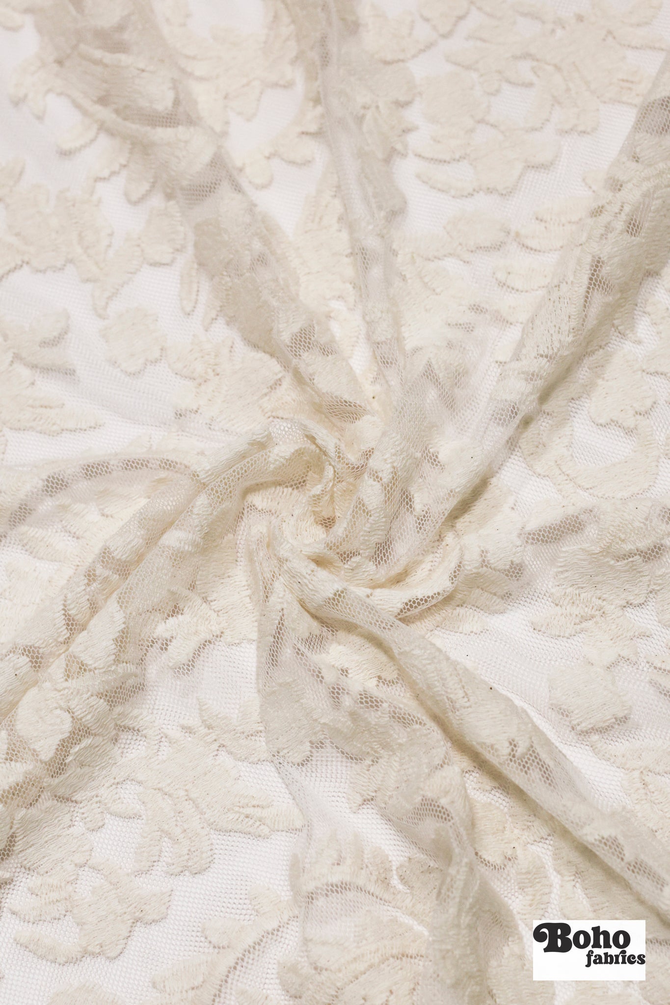 Ivory, Celestial Embroidered Mesh Fabric - Boho Fabrics - Special Occasion Fabric
