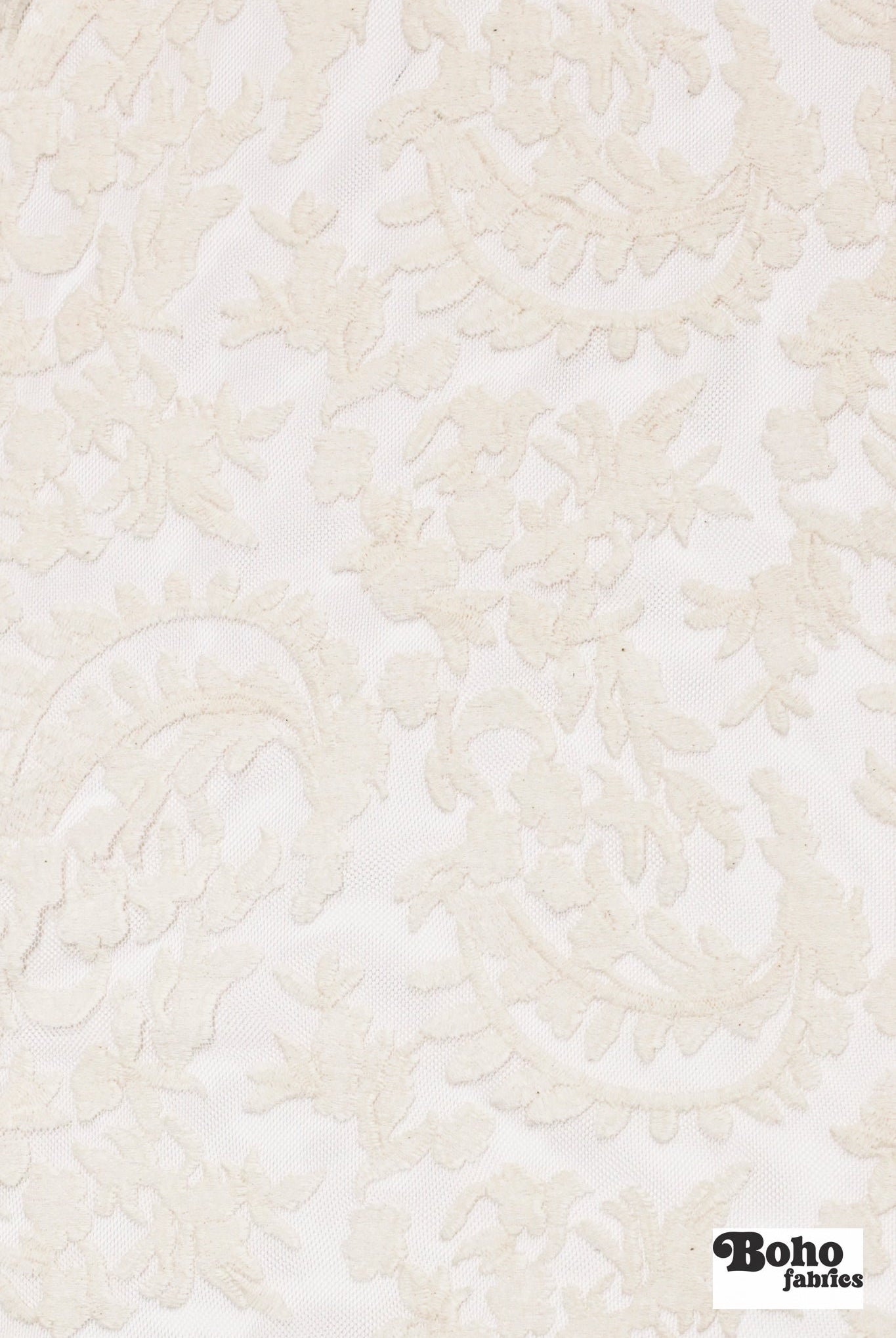 Ivory, Celestial Embroidered Mesh Fabric - Boho Fabrics - Special Occasion Fabric