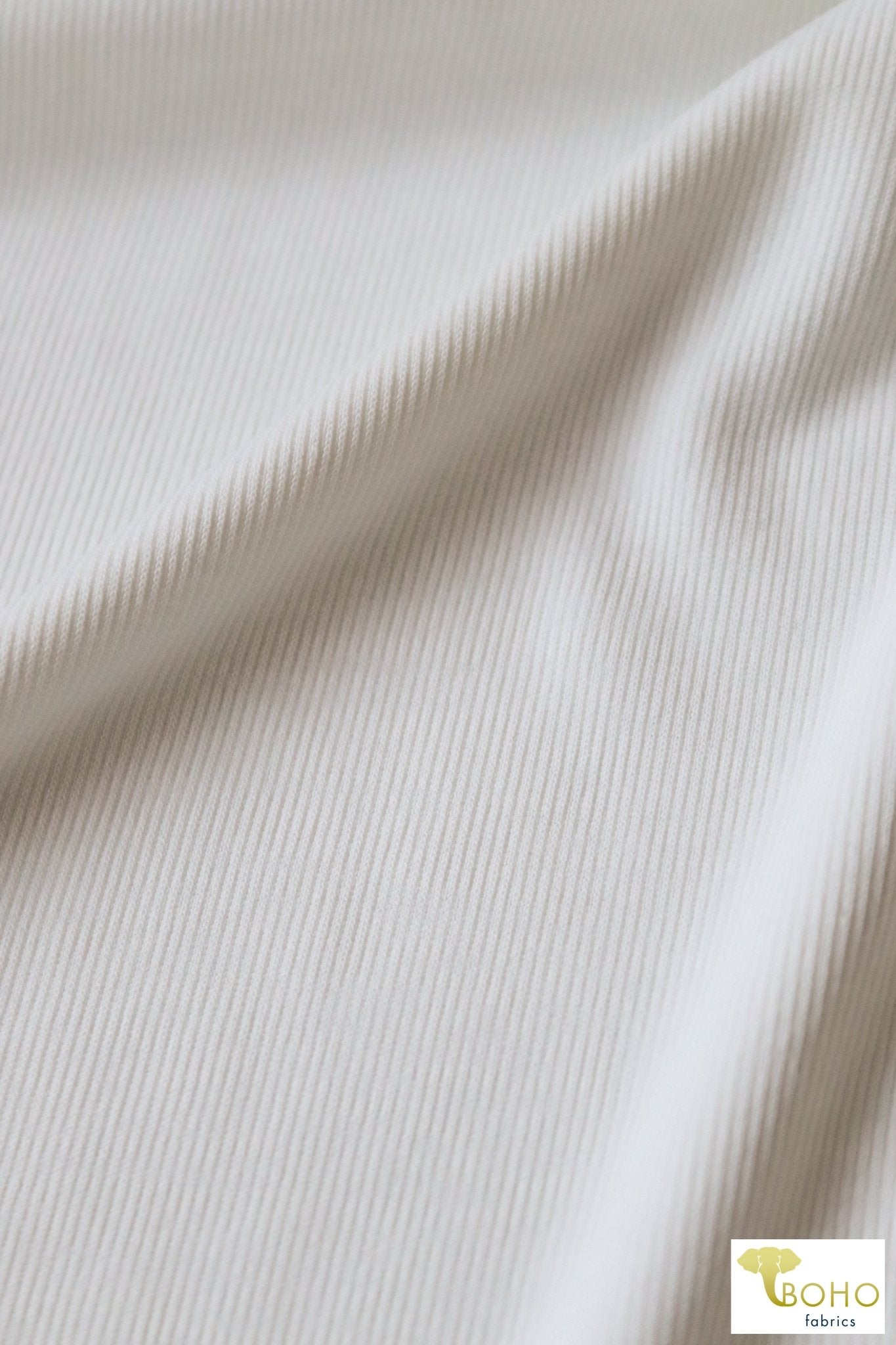 Ivory, Cupro Rib Knit. CUP.R-112-WHT - Boho Fabrics