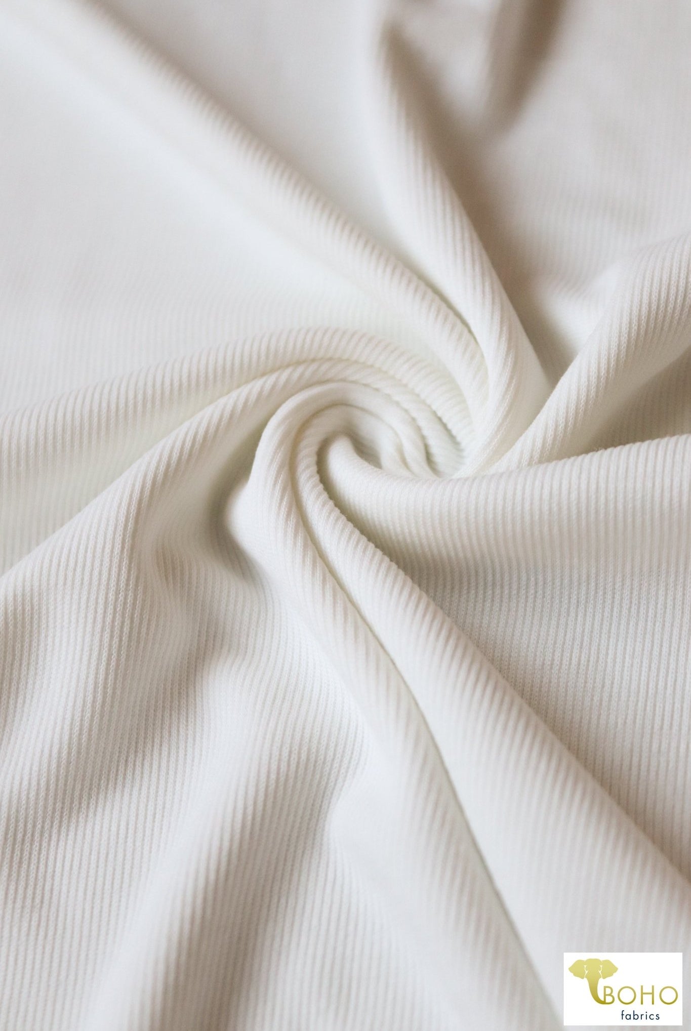 Ivory, Cupro Rib Knit. CUP.R-112-WHT - Boho Fabrics
