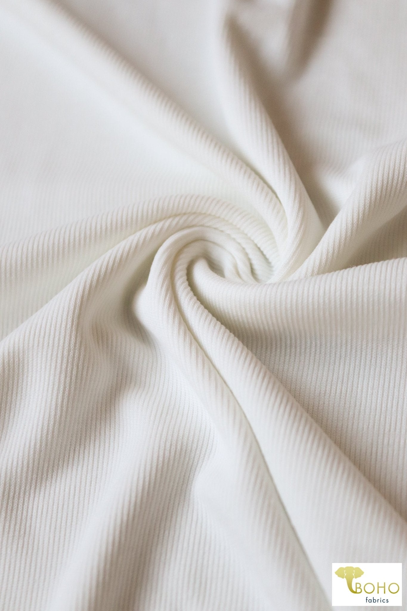 Ivory, Cupro Rib Knit. CUP.R-112-WHT - Boho Fabrics