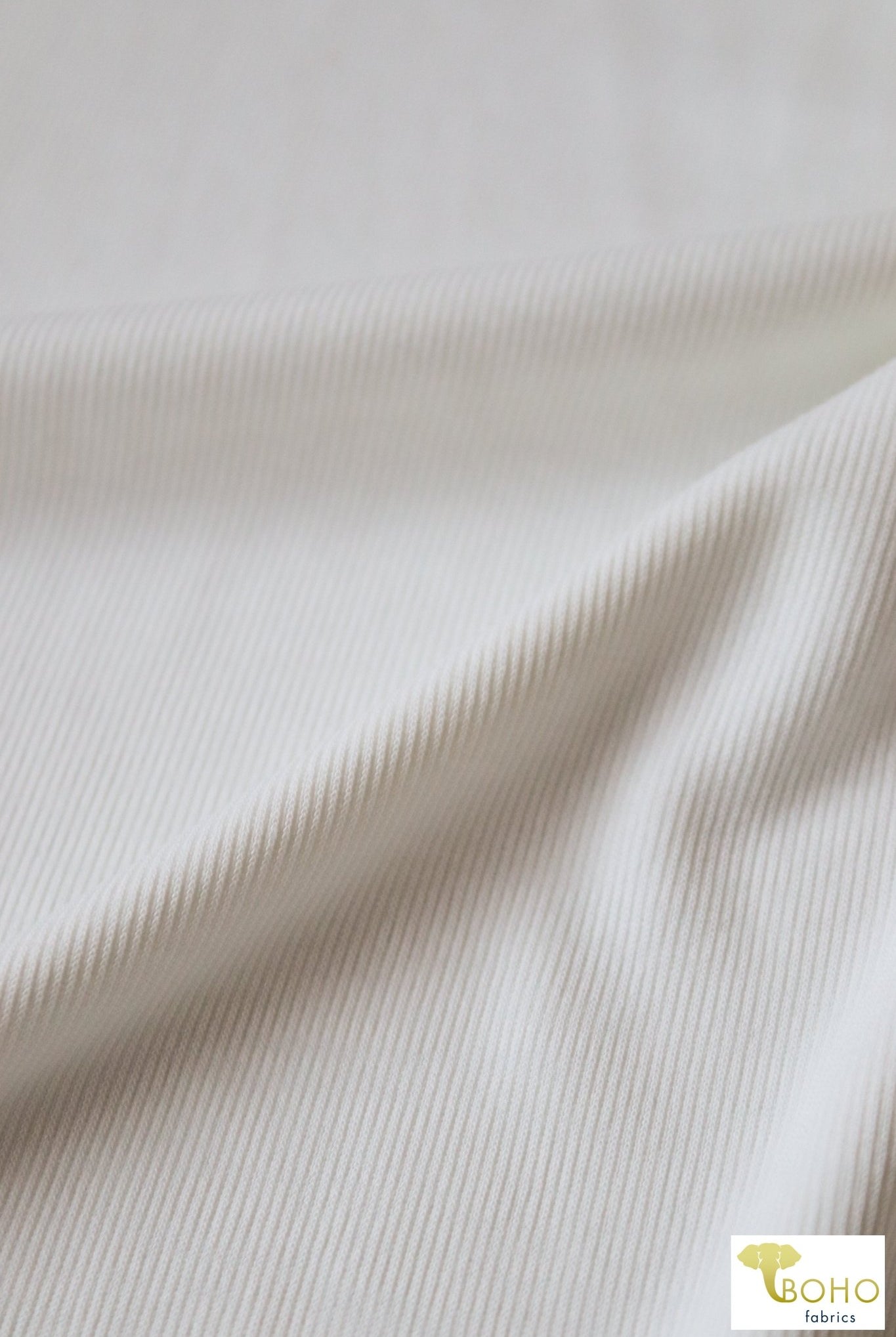 Ivory, Cupro Rib Knit. CUP.R-112-WHT - Boho Fabrics