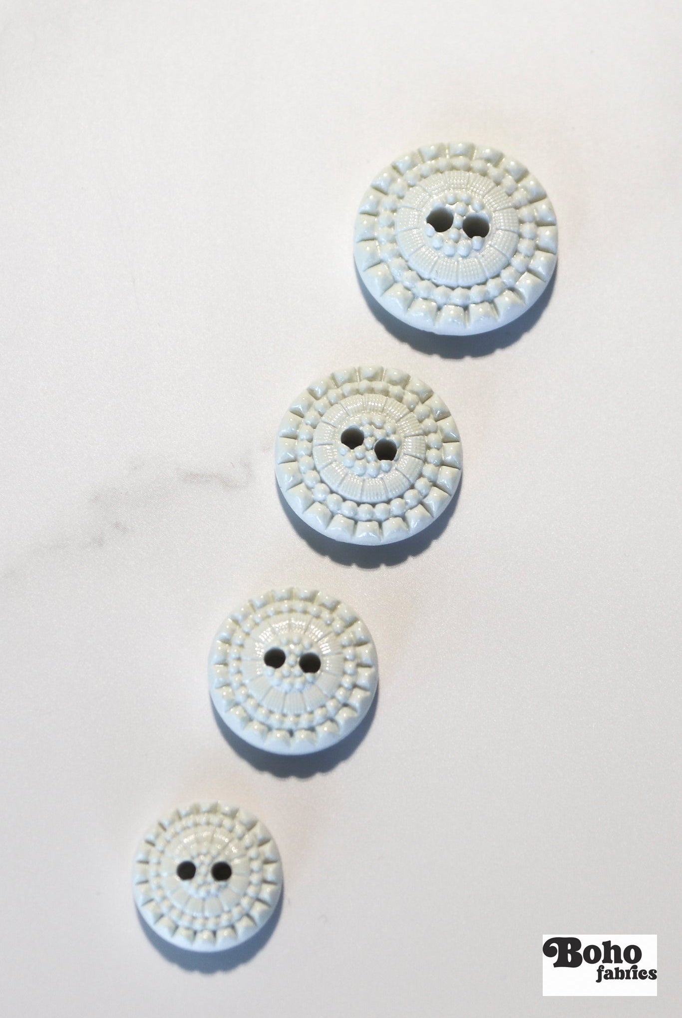 Ivory Letty Vintage Floral Two Hole Button. Available in 15mm, 18mm, 20mm, 25mm - Boho Fabrics - Buttons & Snaps