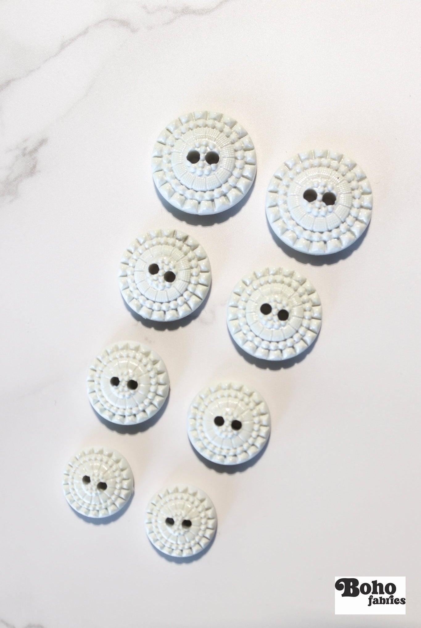 Ivory Letty Vintage Floral Two Hole Button. Available in 15mm, 18mm, 20mm, 25mm - Boho Fabrics - Buttons & Snaps