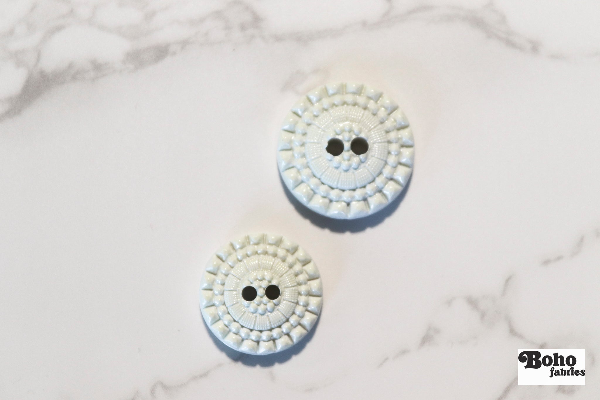 Ivory Letty Vintage Floral Two Hole Button. Available in 15mm, 18mm, 20mm, 25mm - Boho Fabrics - Buttons & Snaps