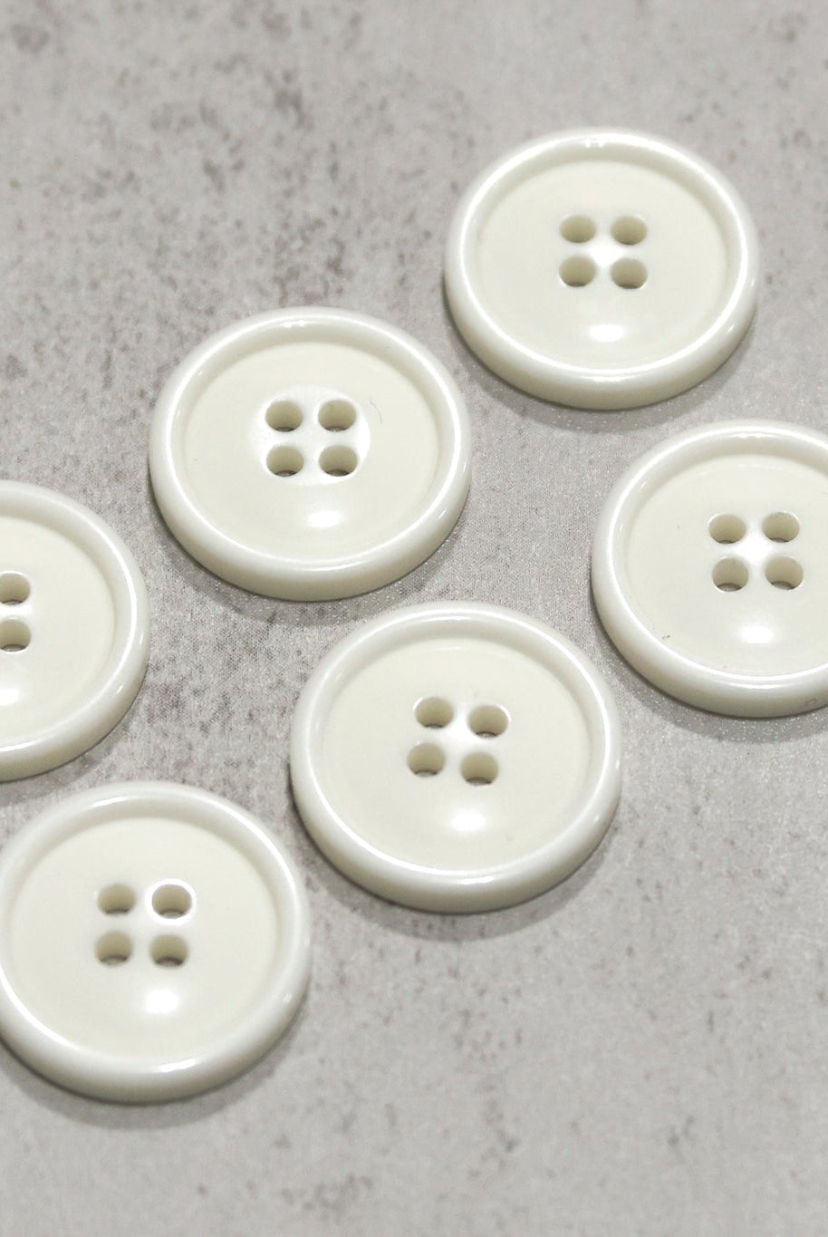 Ivory, Round 4 Hole Bevel Buttons. 34L (21mm/ 13/16") Sold per Package of 25 - Boho Fabrics - Buttons & Snaps