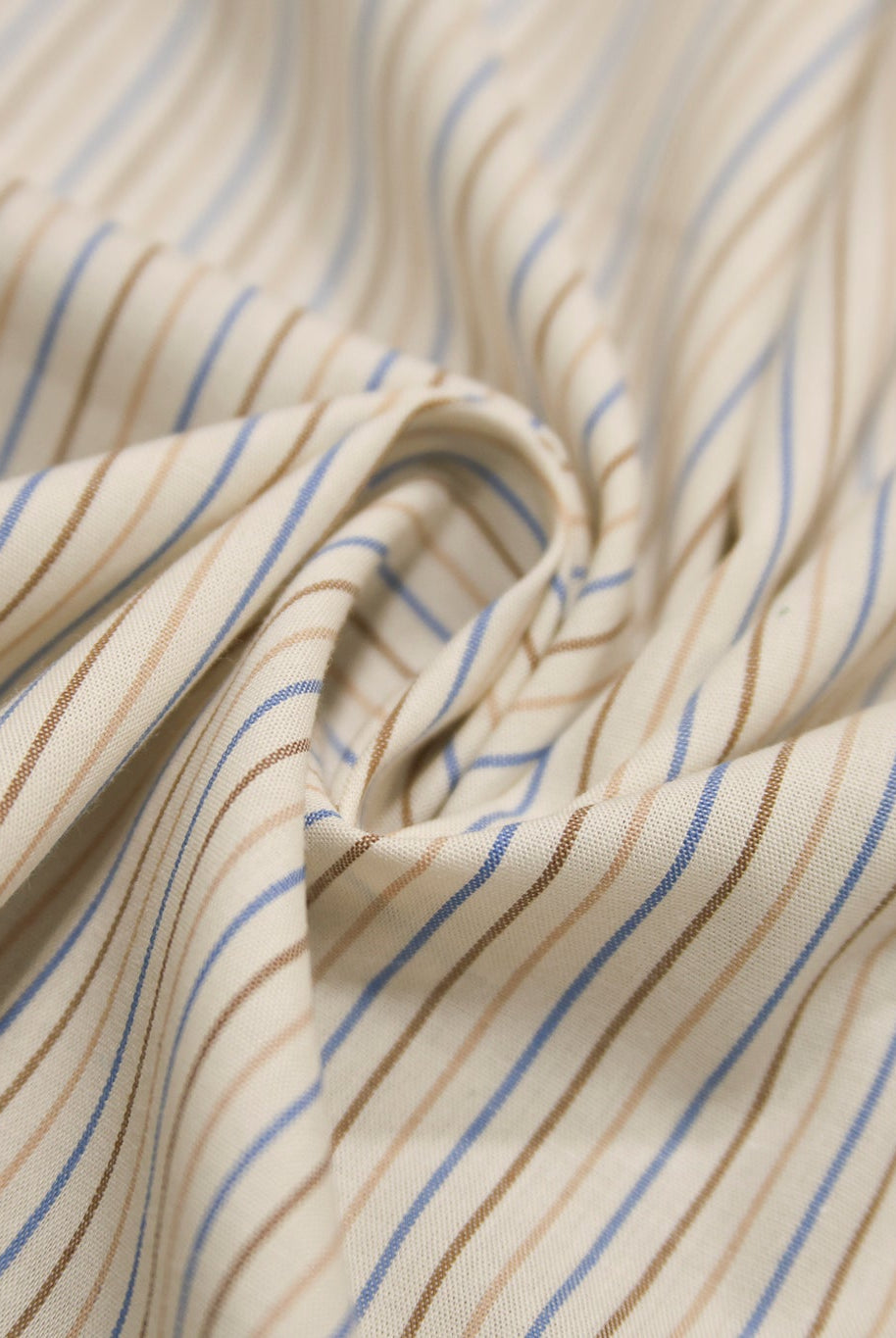 Ivory with Tan, Brown, & Blue Stripes Woven Fabric - Boho Fabrics - Woven Fabric